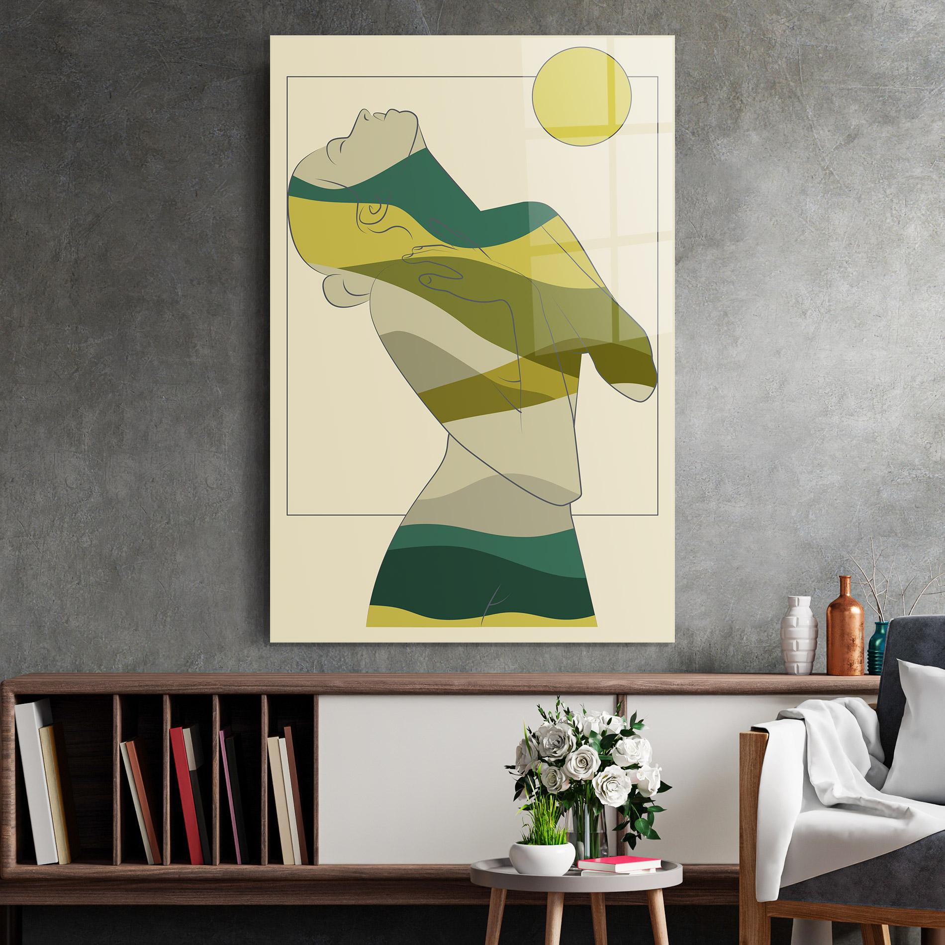 Glasbild Green Nature Woman mockup 2