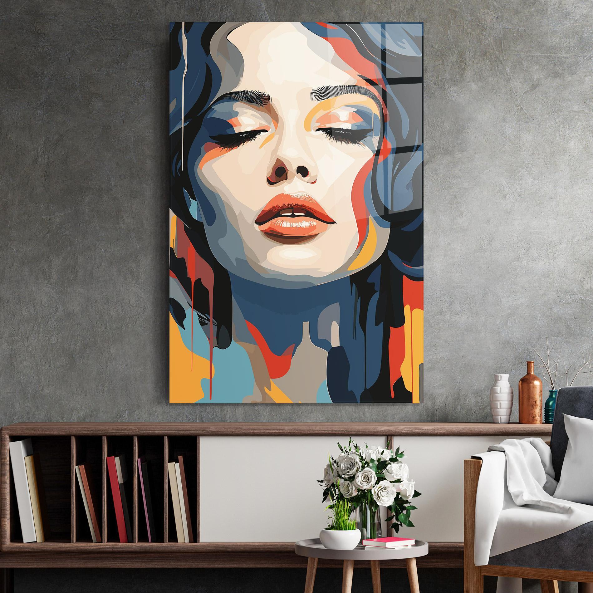 Glasbild Juicy Abstract Lips mockup 2