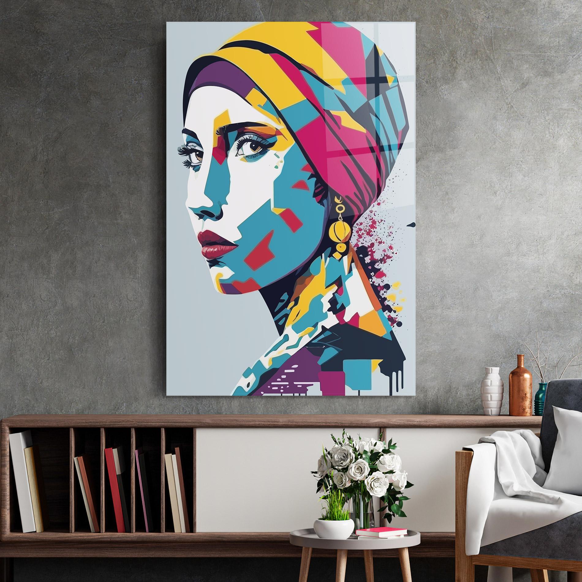 Glasbild Long Face Woman mockup 2