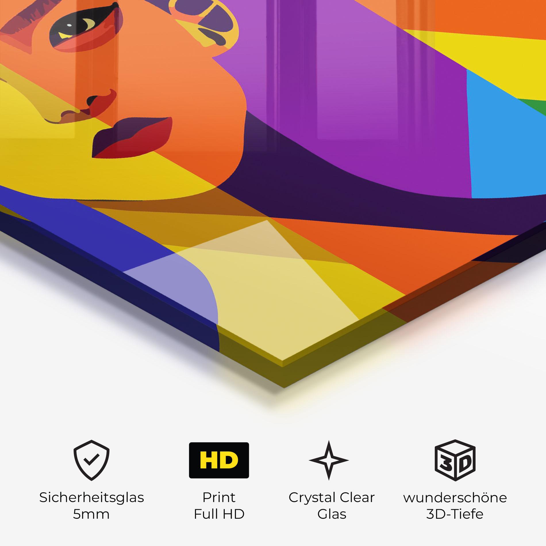 Glasbild Yellow Orange Face mockup 3