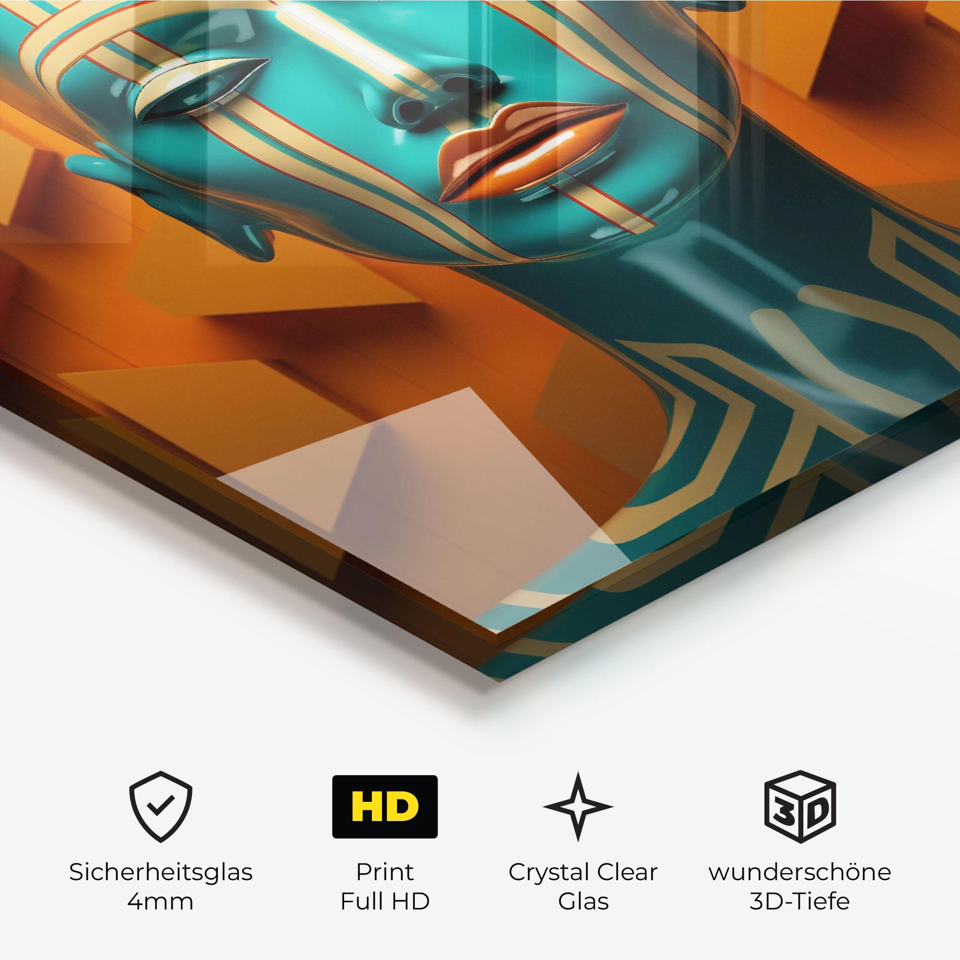 Glasbild Abstract Blue Woman mockup 3