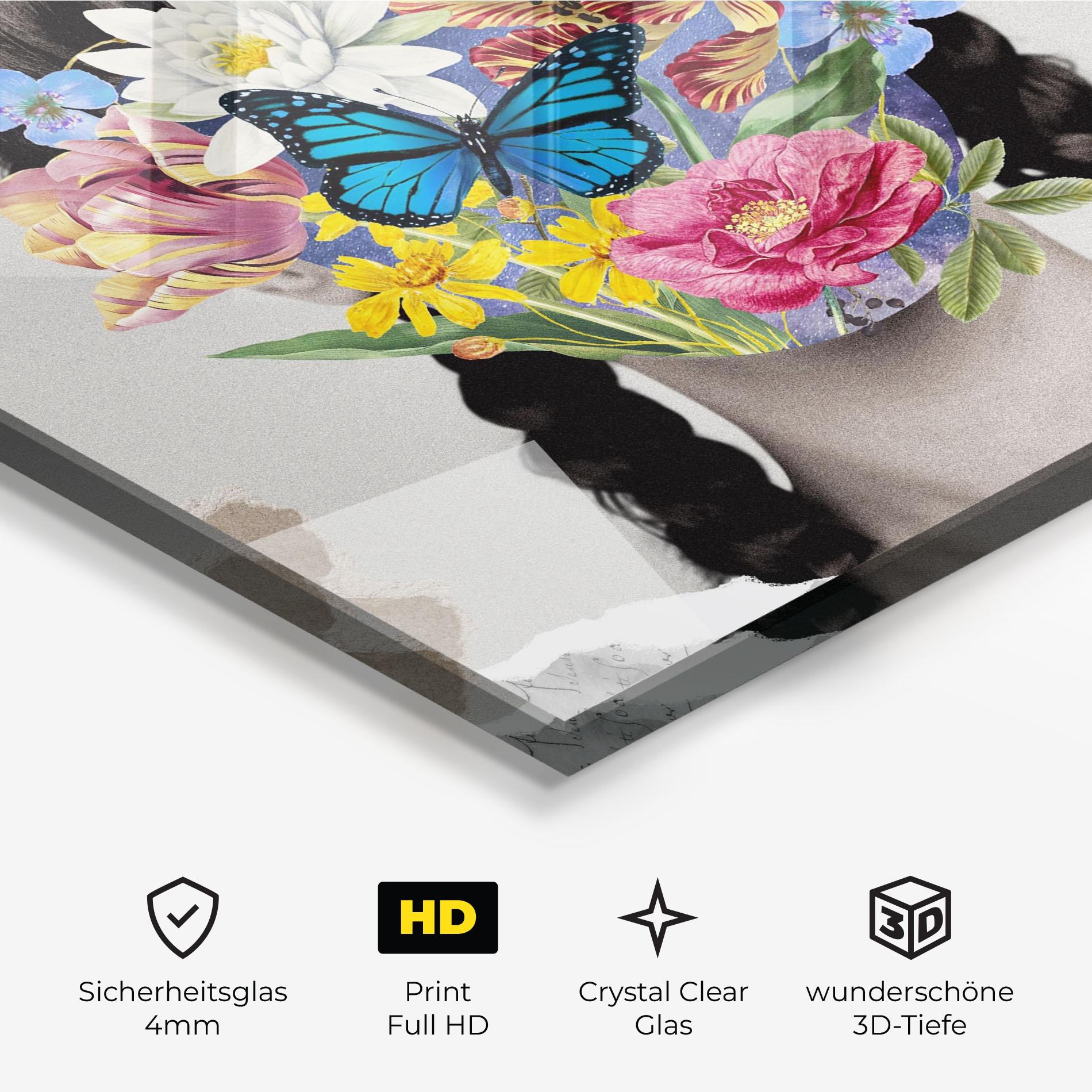 Glasbild Abstract Flower Face mockup 3
