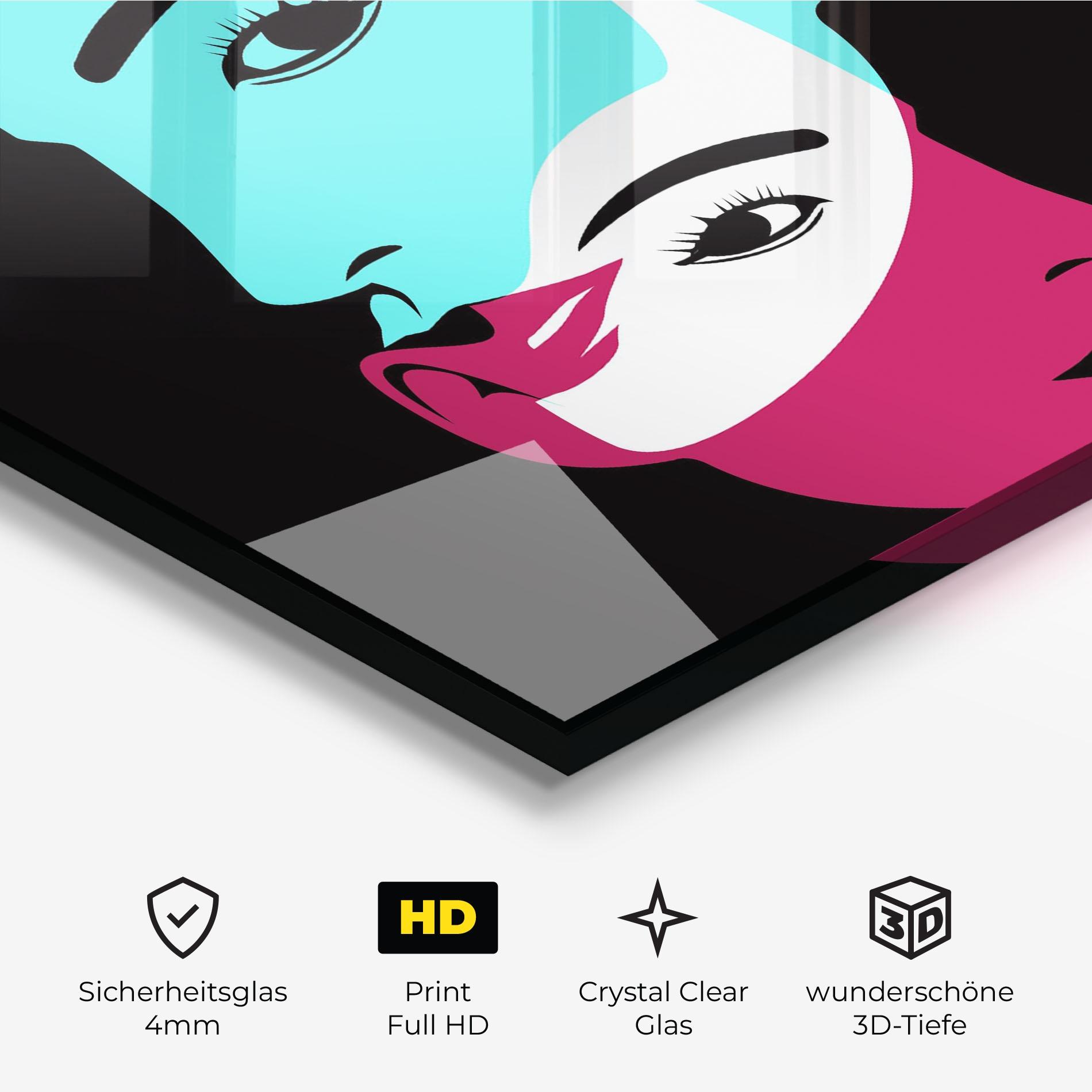 Glasbild Blue Pink Women mockup 3