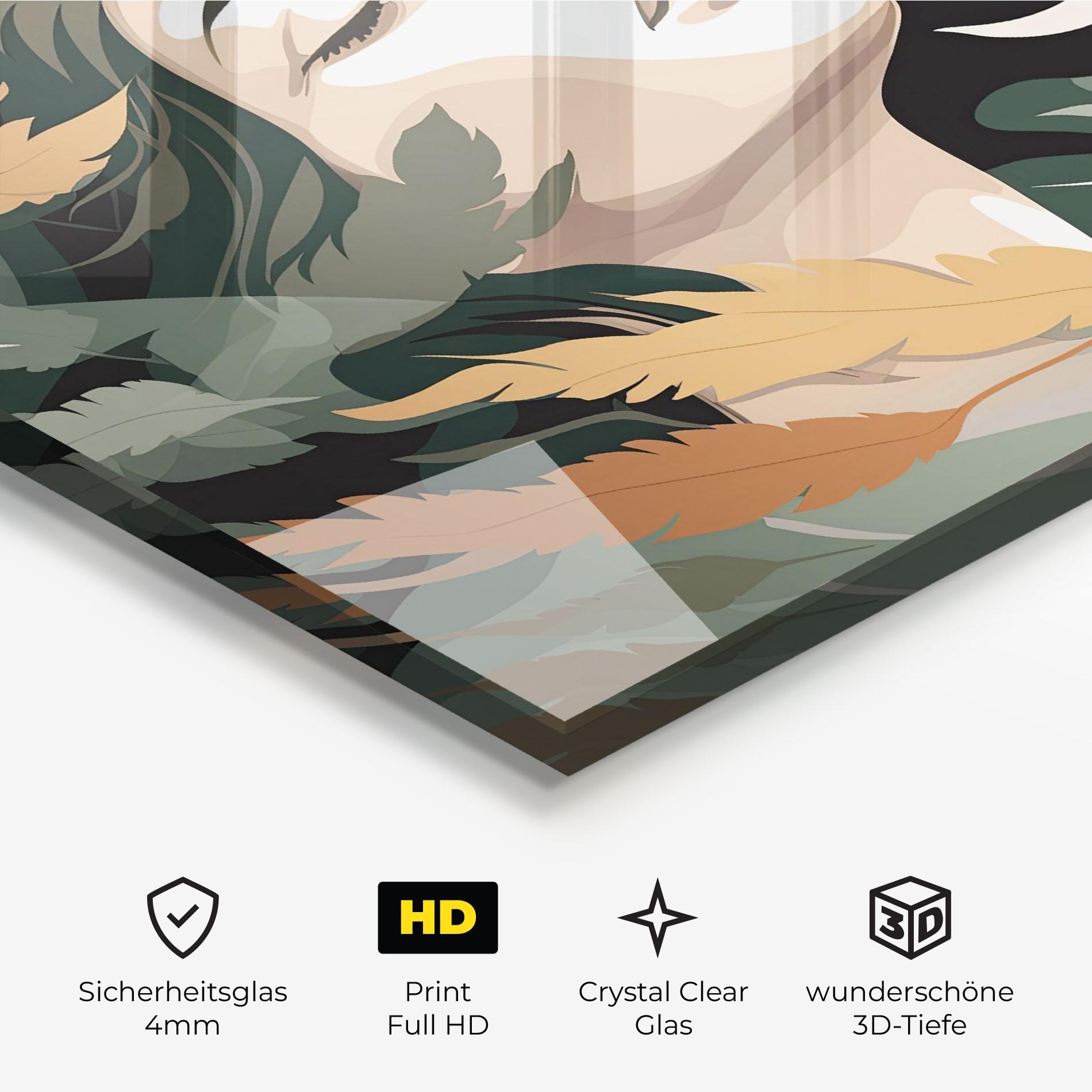 Glasbild Dreamy Feather Female mockup 3