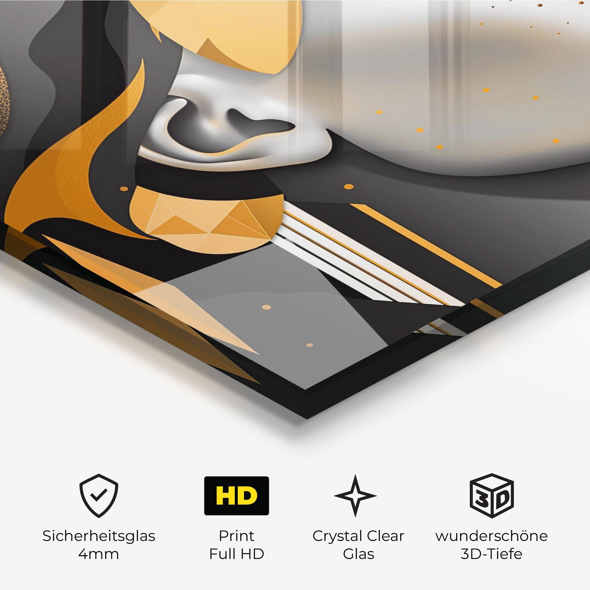 Glasbild Dreamy Grey Woman mockup 3