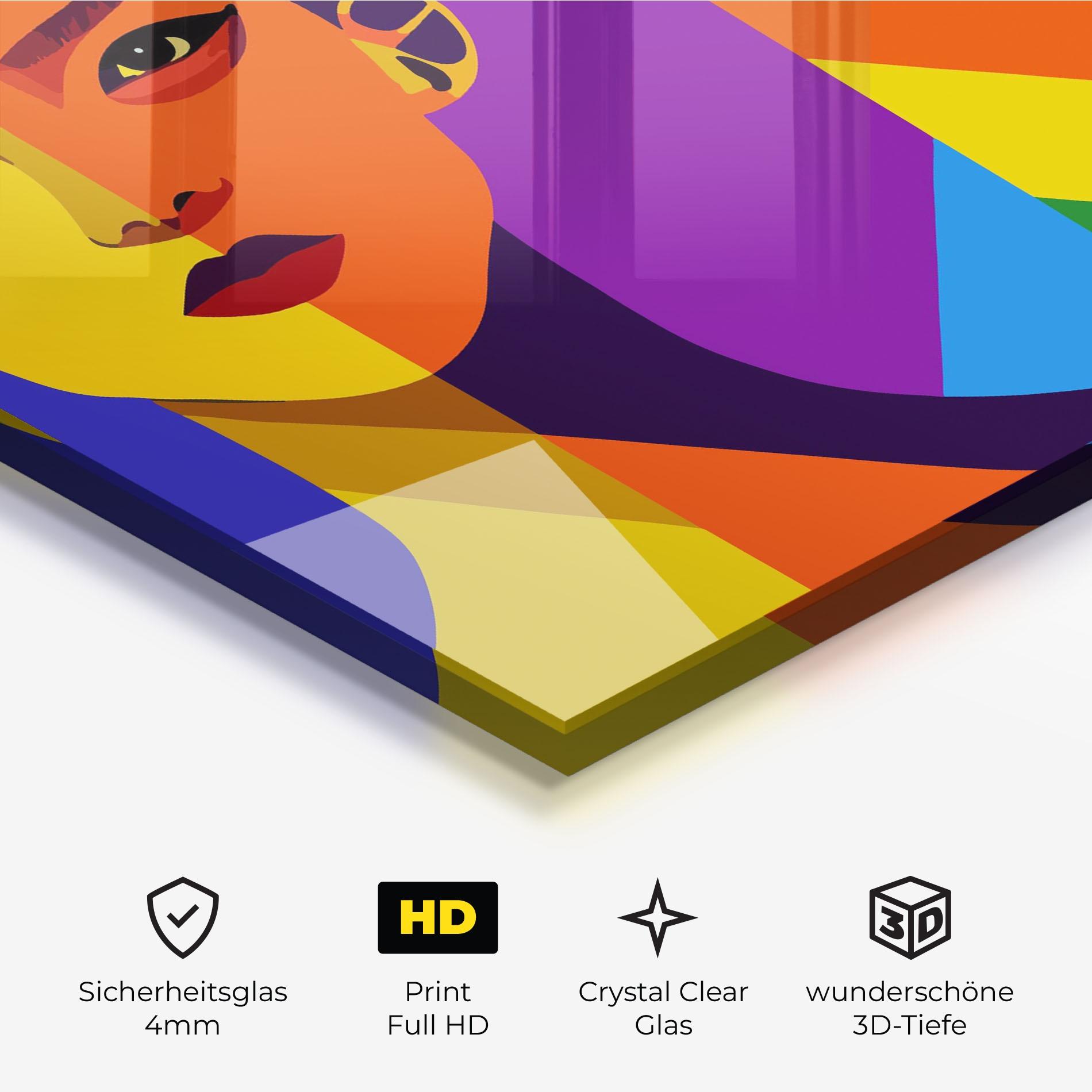 Glasbild Yellow Orange Face mockup 3