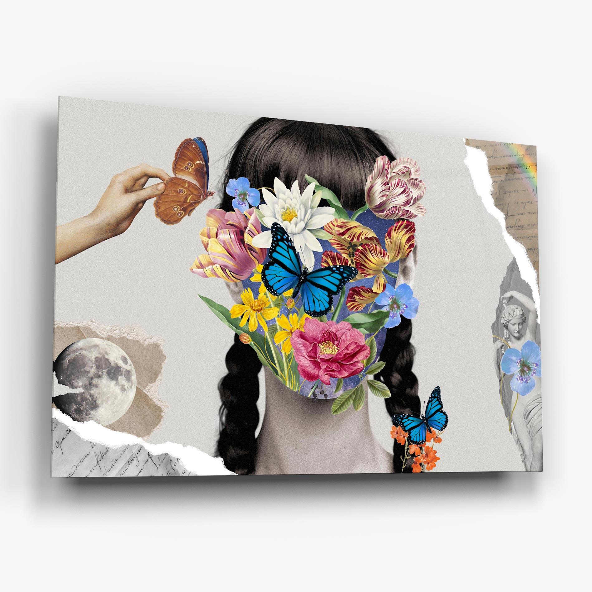 Glasbild Abstract Flower Face mockup 6