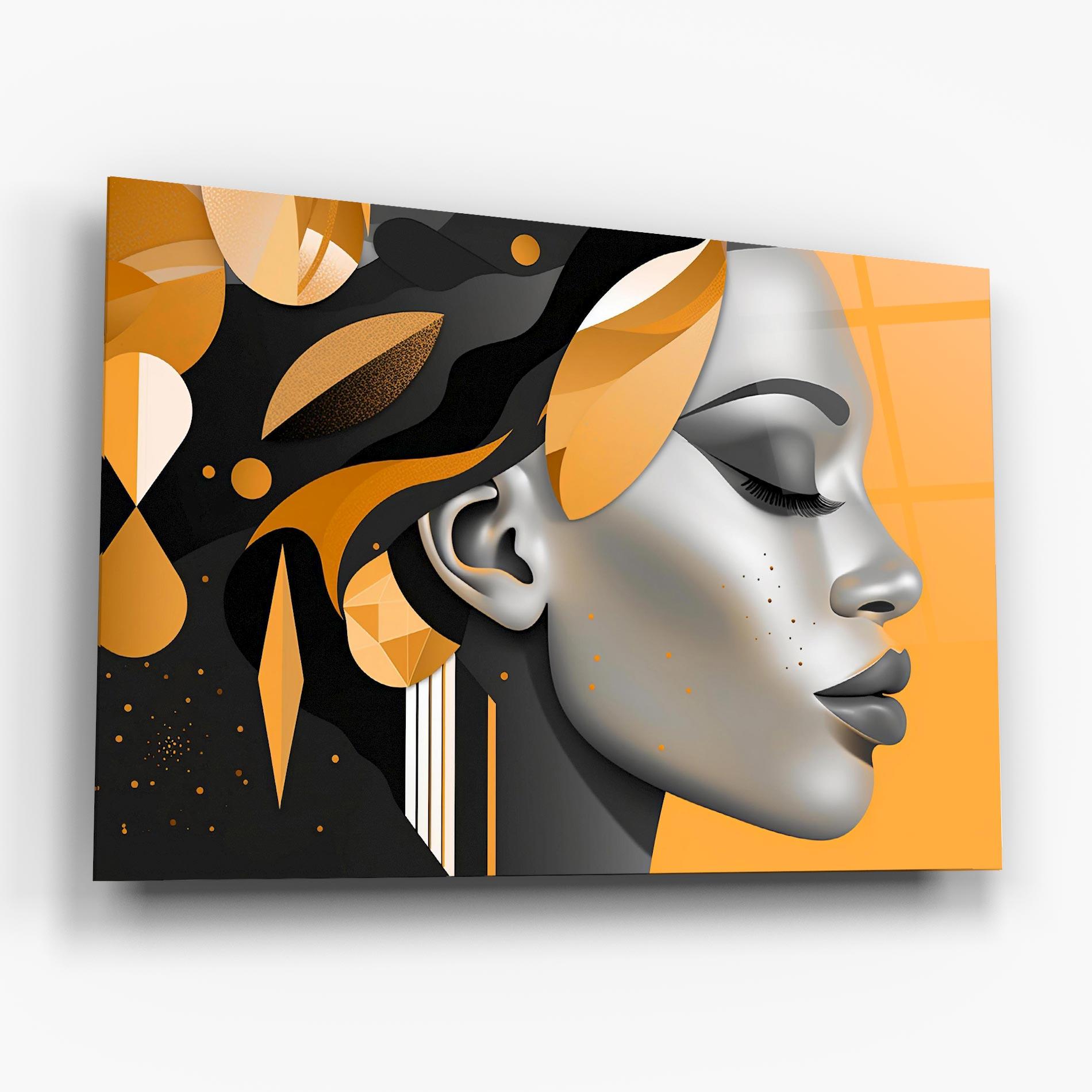 Glasbild Dreamy Grey Woman mockup 6