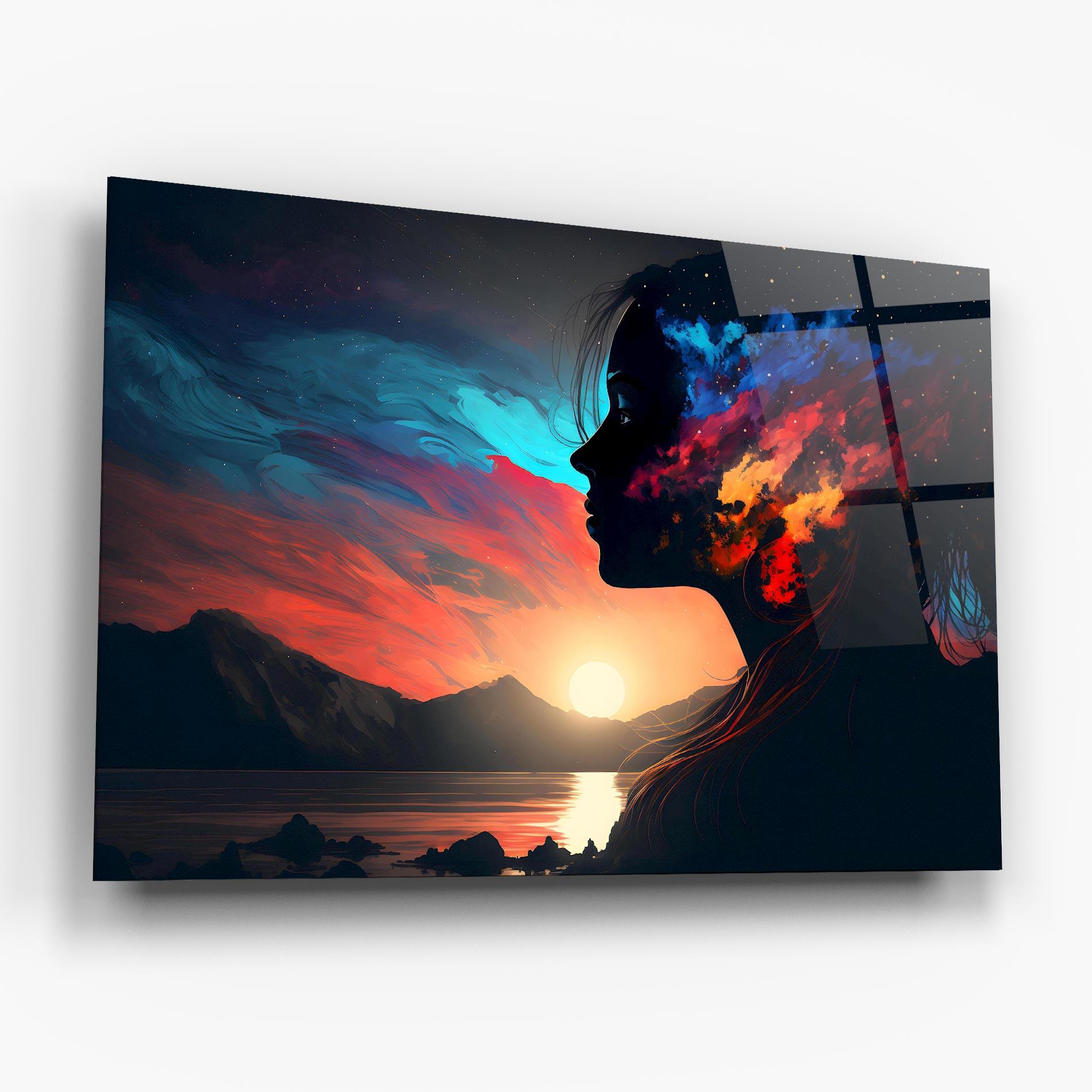 Glasbild Mystical Woman Silhouette mockup 6