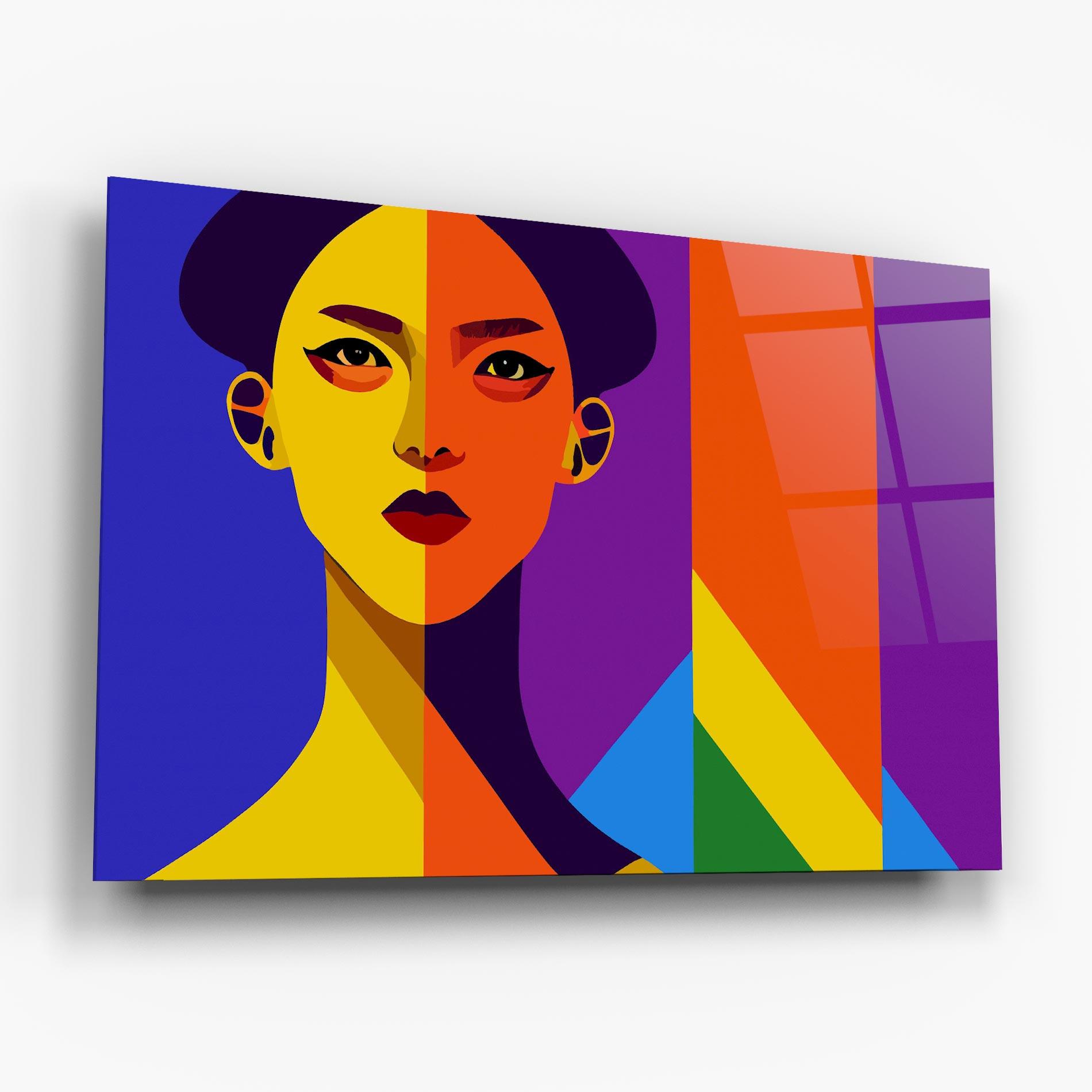 Glasbild Yellow Orange Face mockup 6