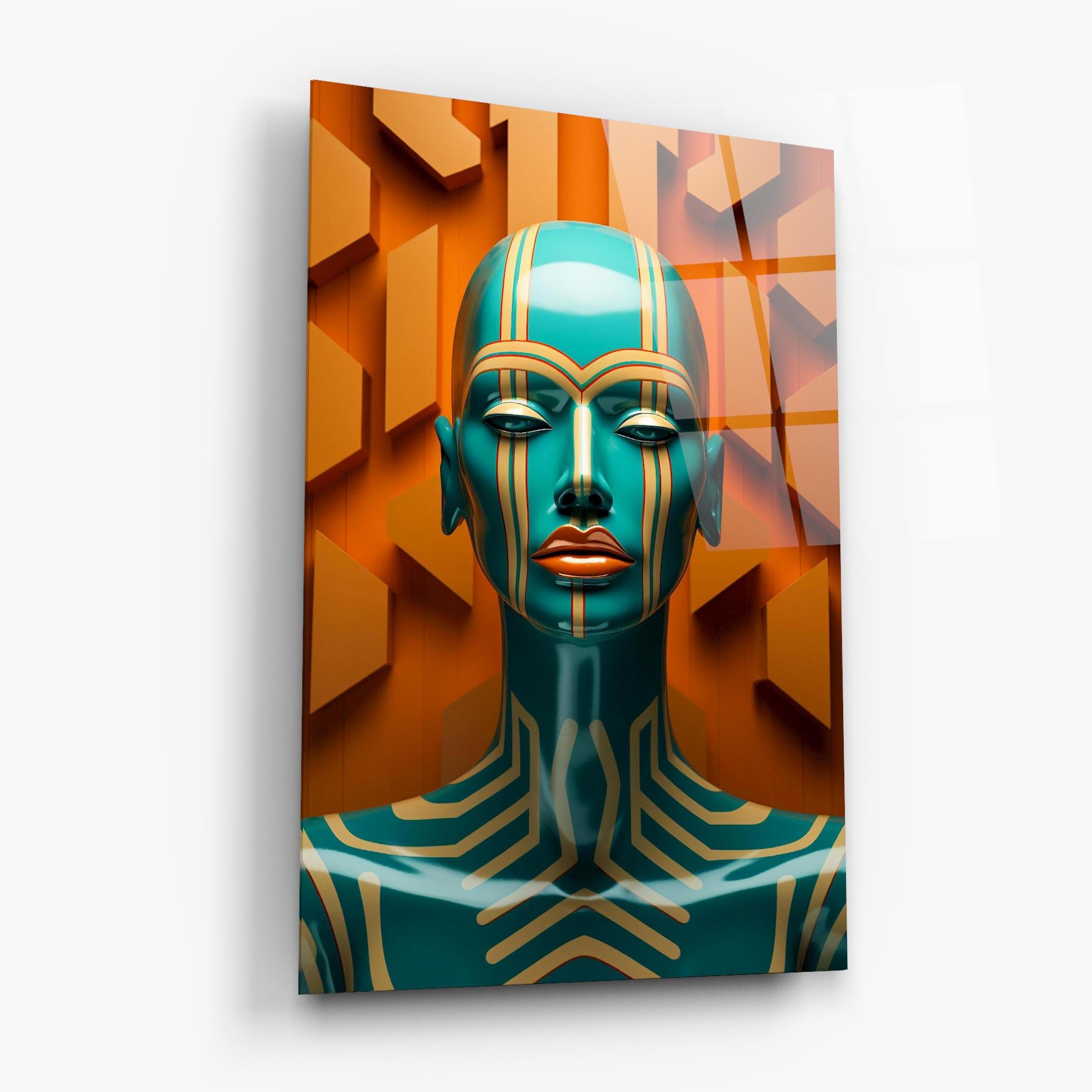 Glasbild Abstract Blue Woman mockup 6