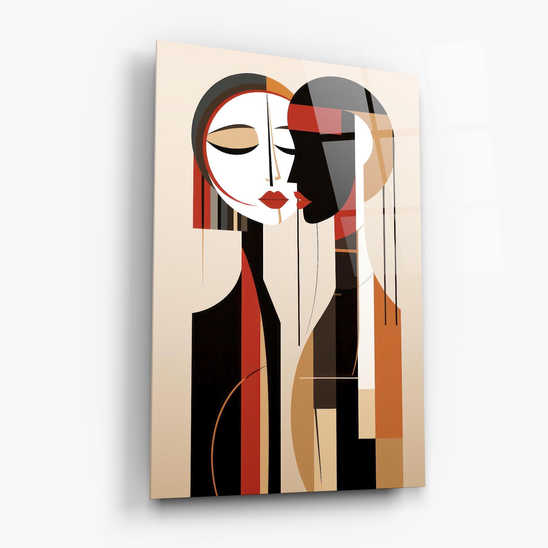 Glasbild Abstract Couple Kissing mockup 6