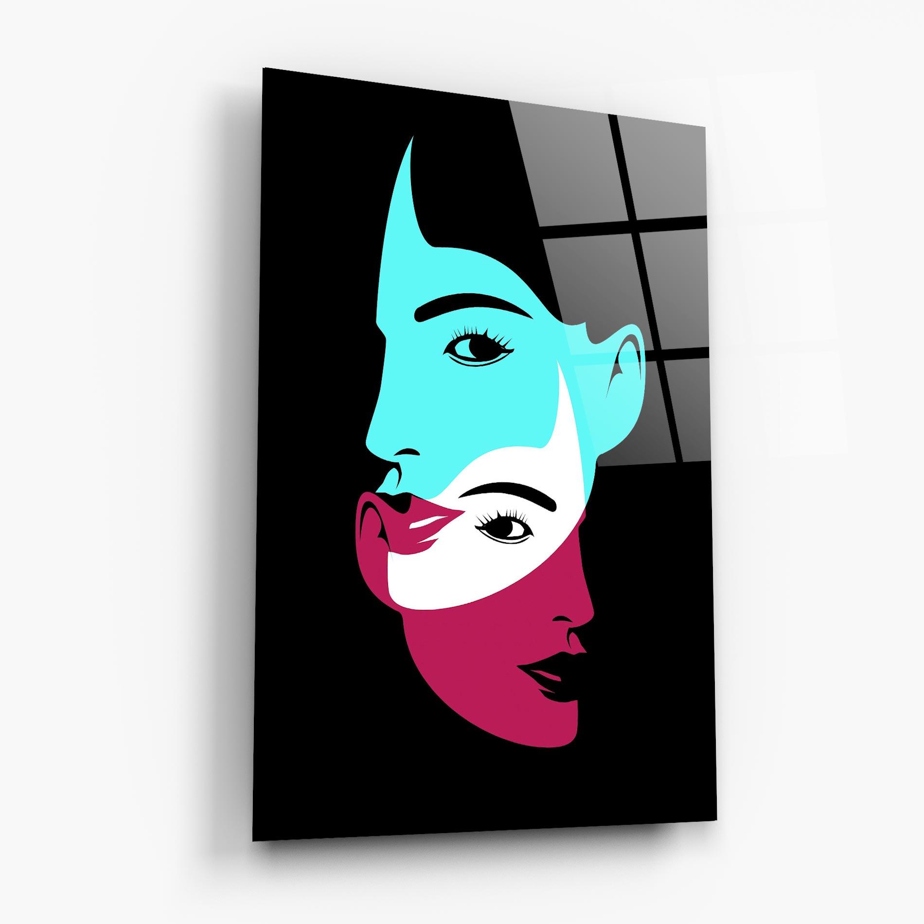 Glasbild Blue Pink Women mockup 6