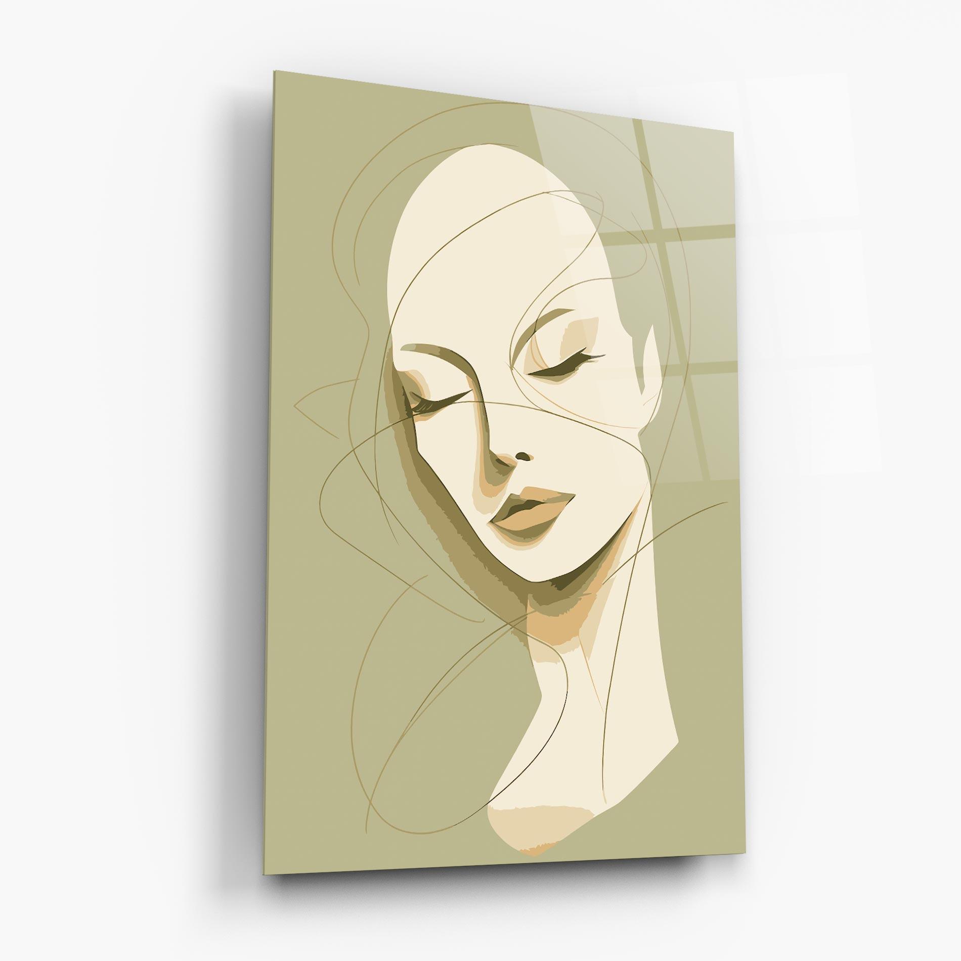 Glasbild Cream Woman Head mockup 6