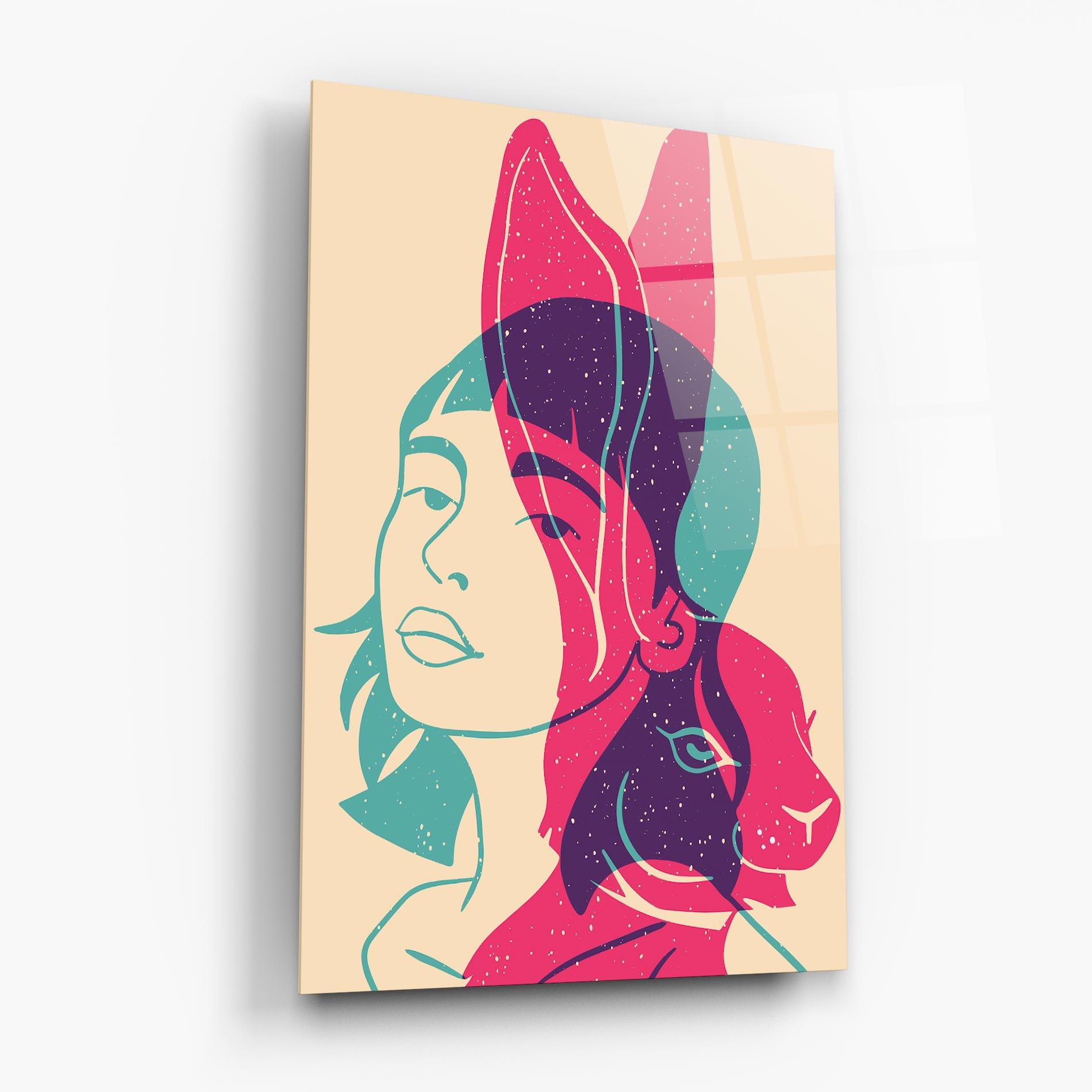 Glasbild Girl Rabbit mockup 6