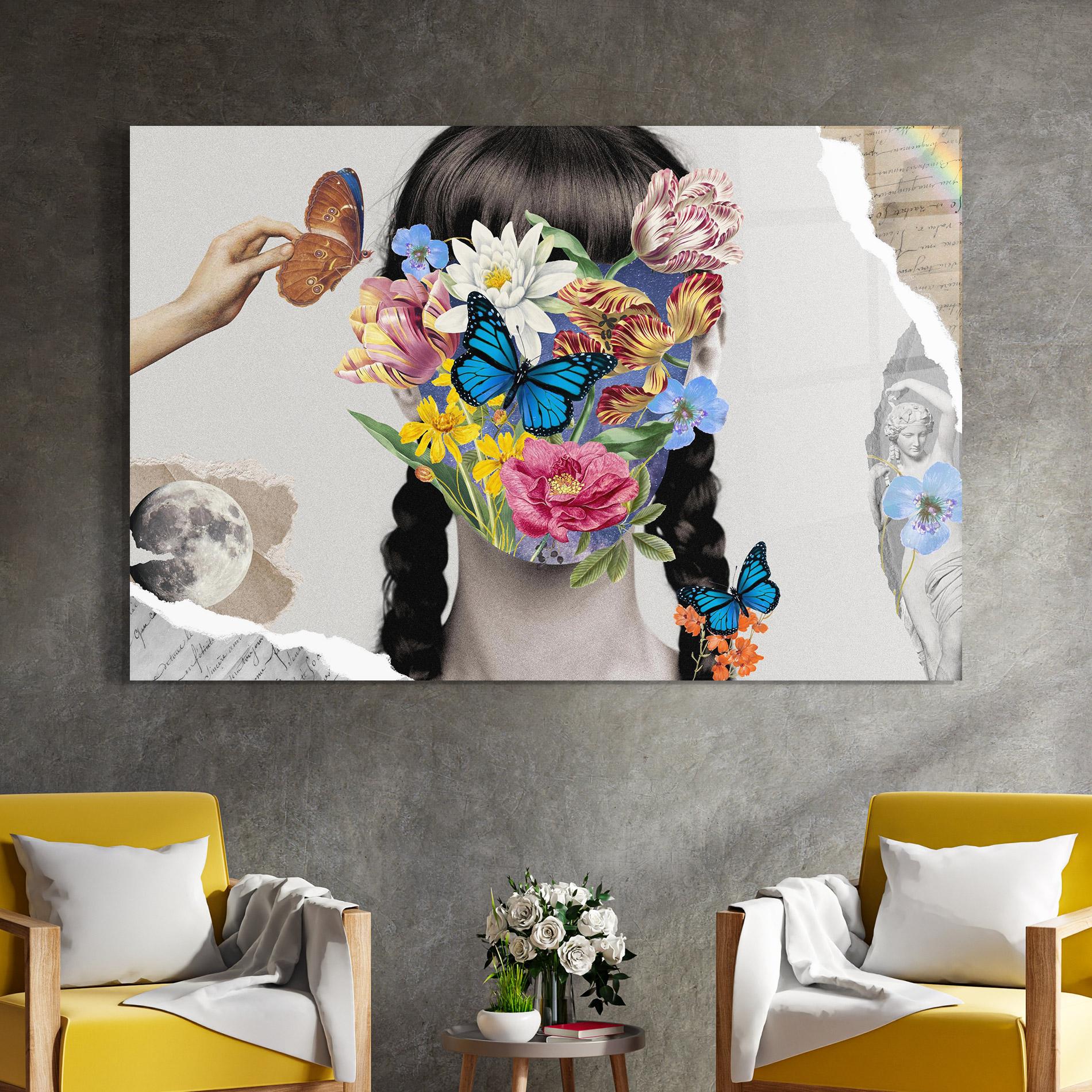 Glasbild Abstract Flower Face mockup 4