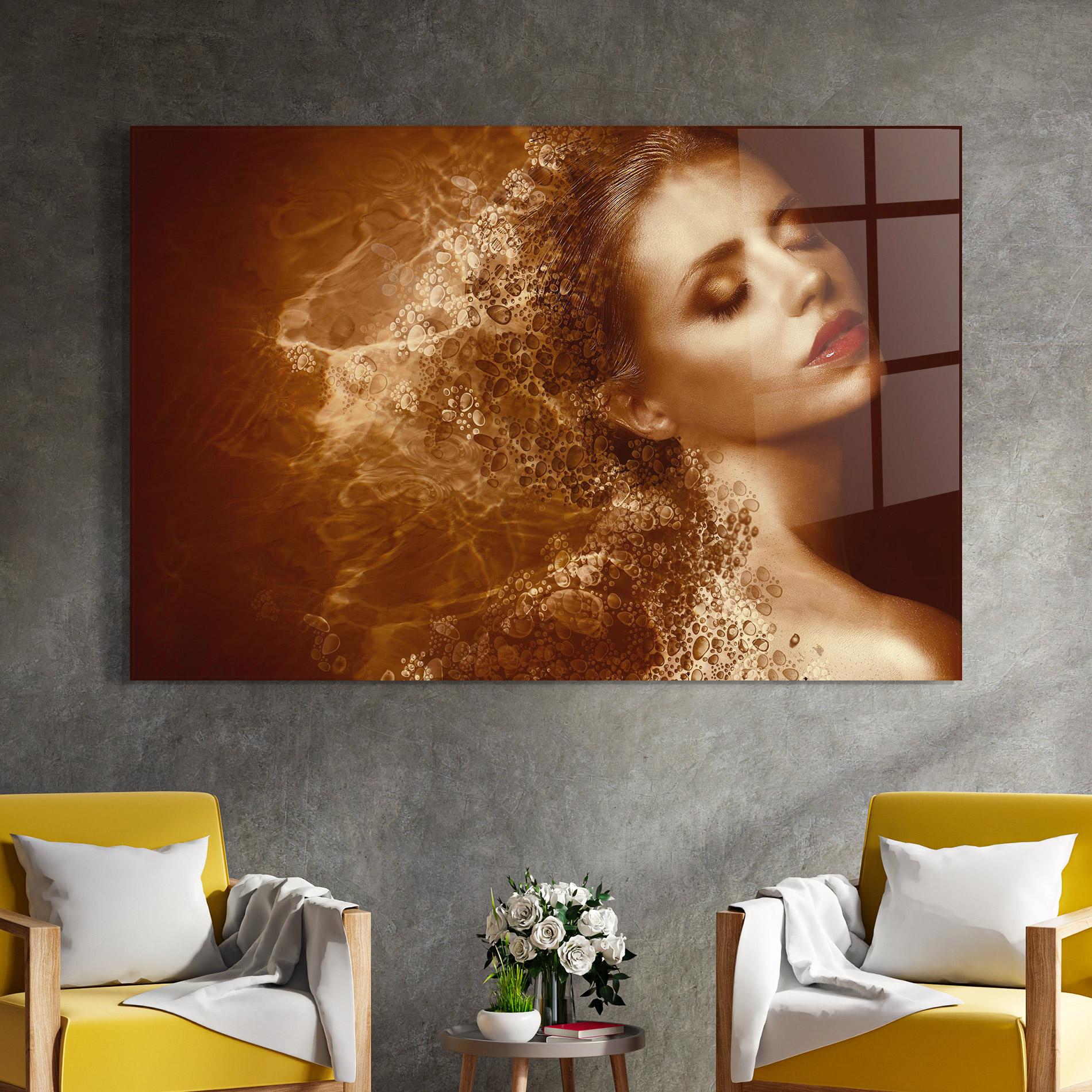 Glasbild Golden Beauty mockup 4