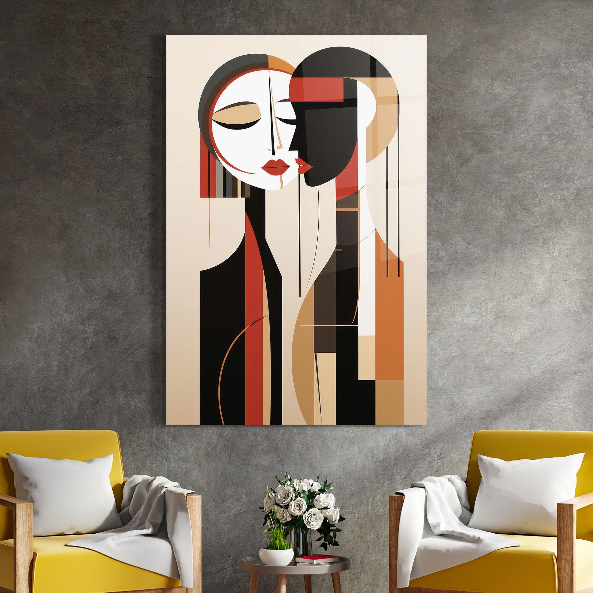 Glasbild Abstract Couple Kissing mockup 4