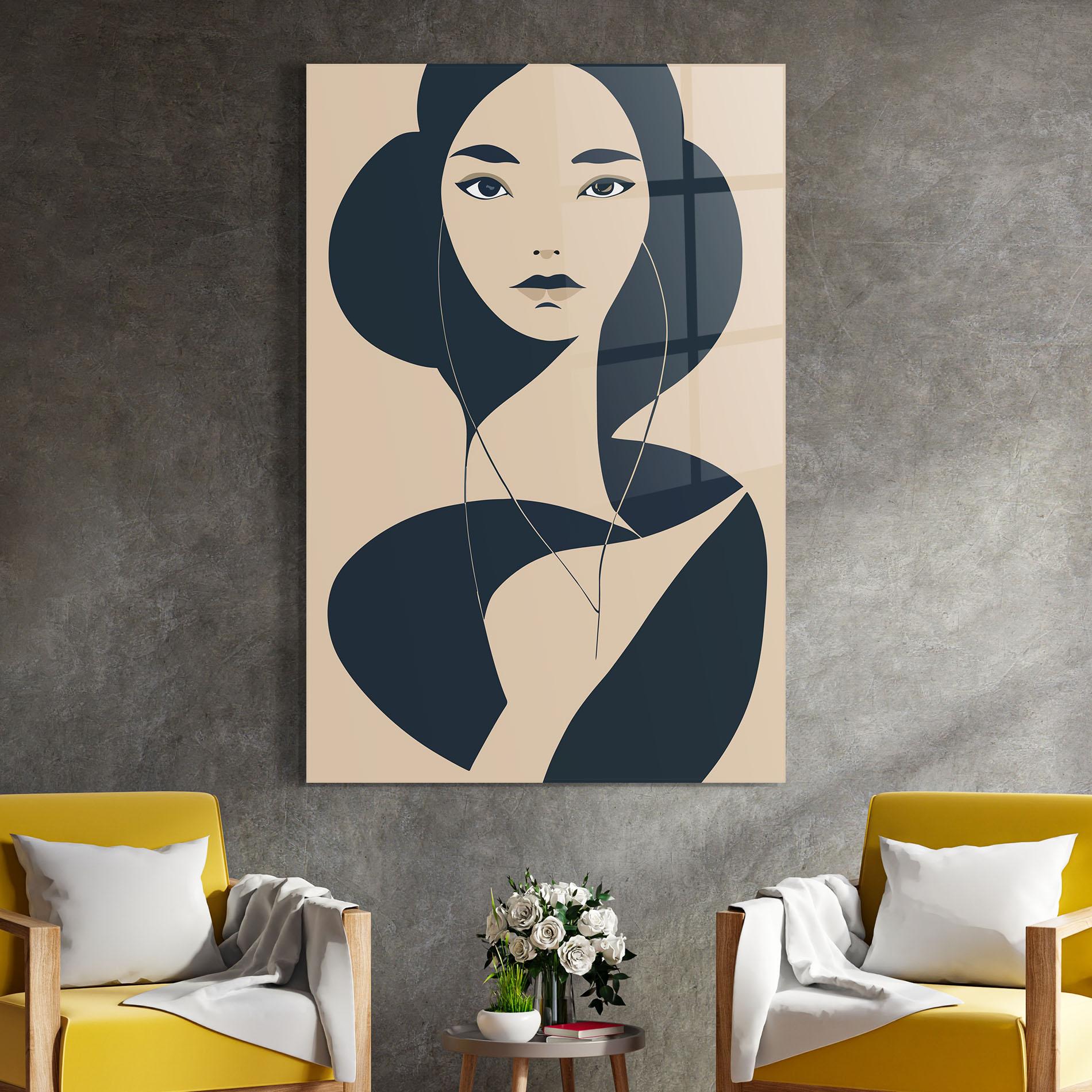 Glasbild Cream Blue Woman mockup 4