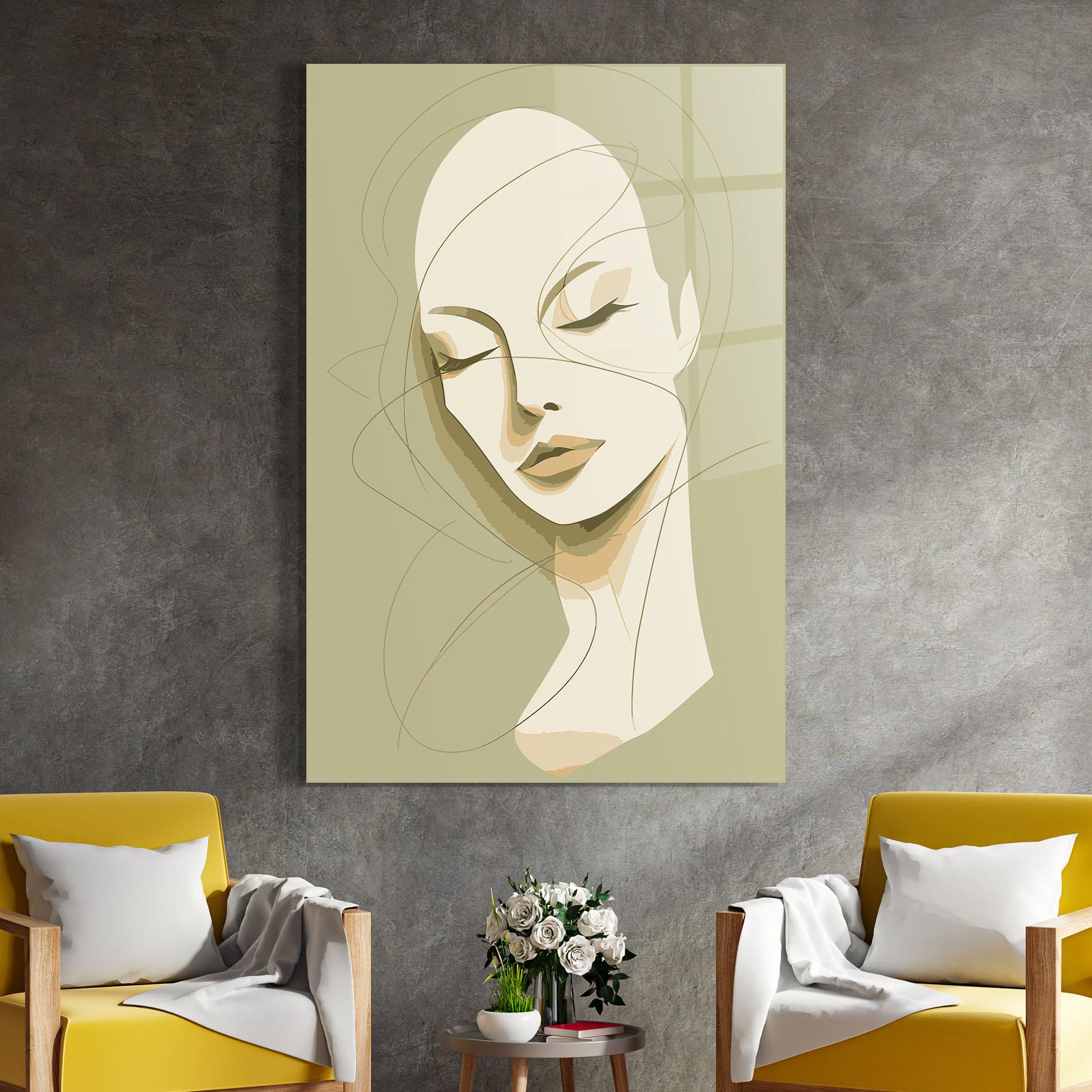 Glasbild Cream Woman Head mockup 4