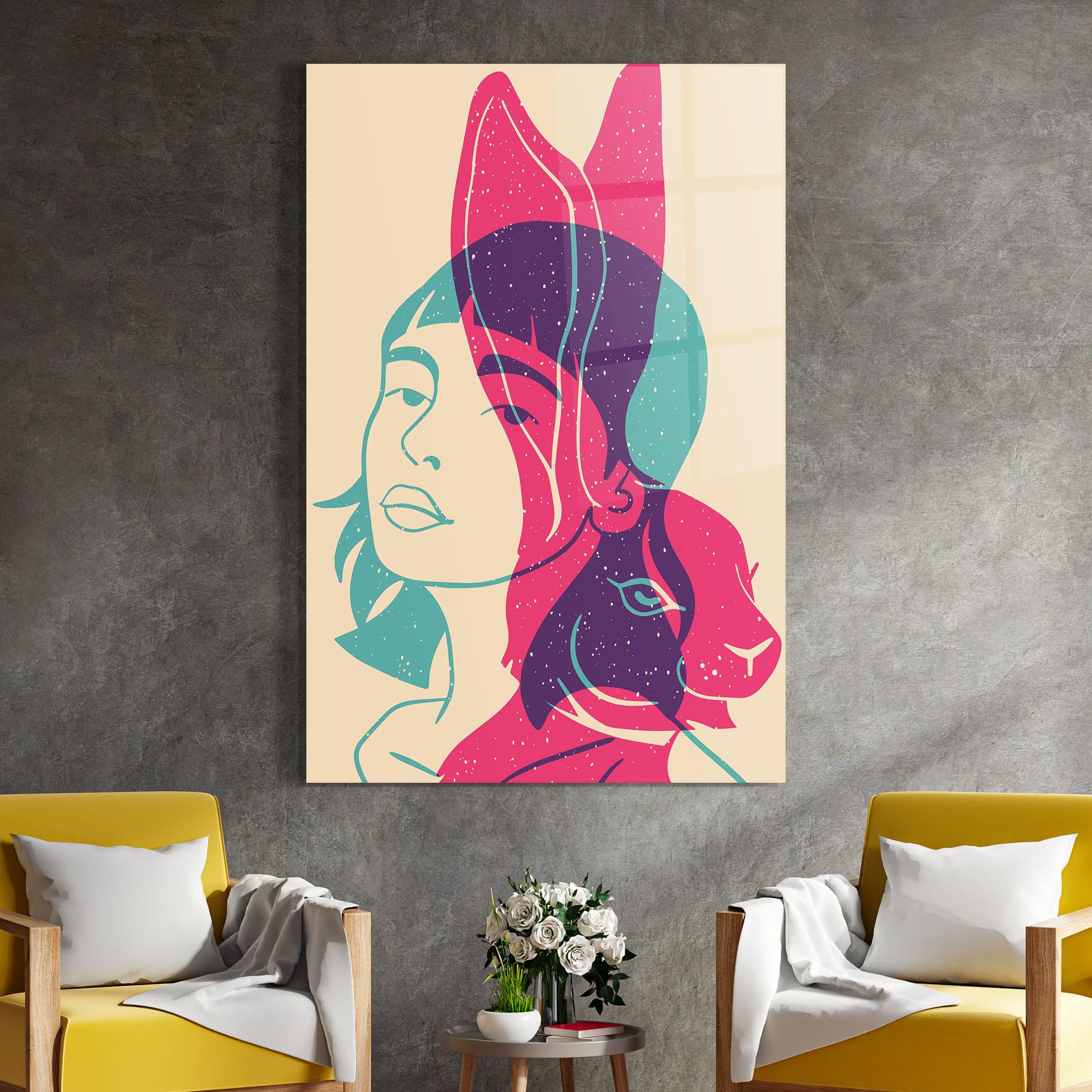 Glasbild Girl Rabbit mockup 4