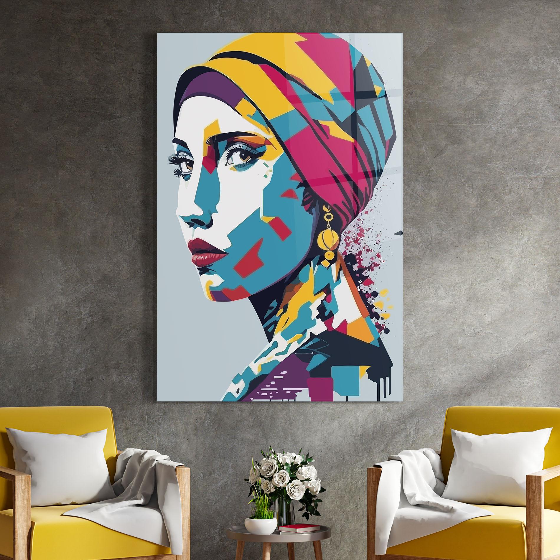 Glasbild Long Face Woman mockup 4