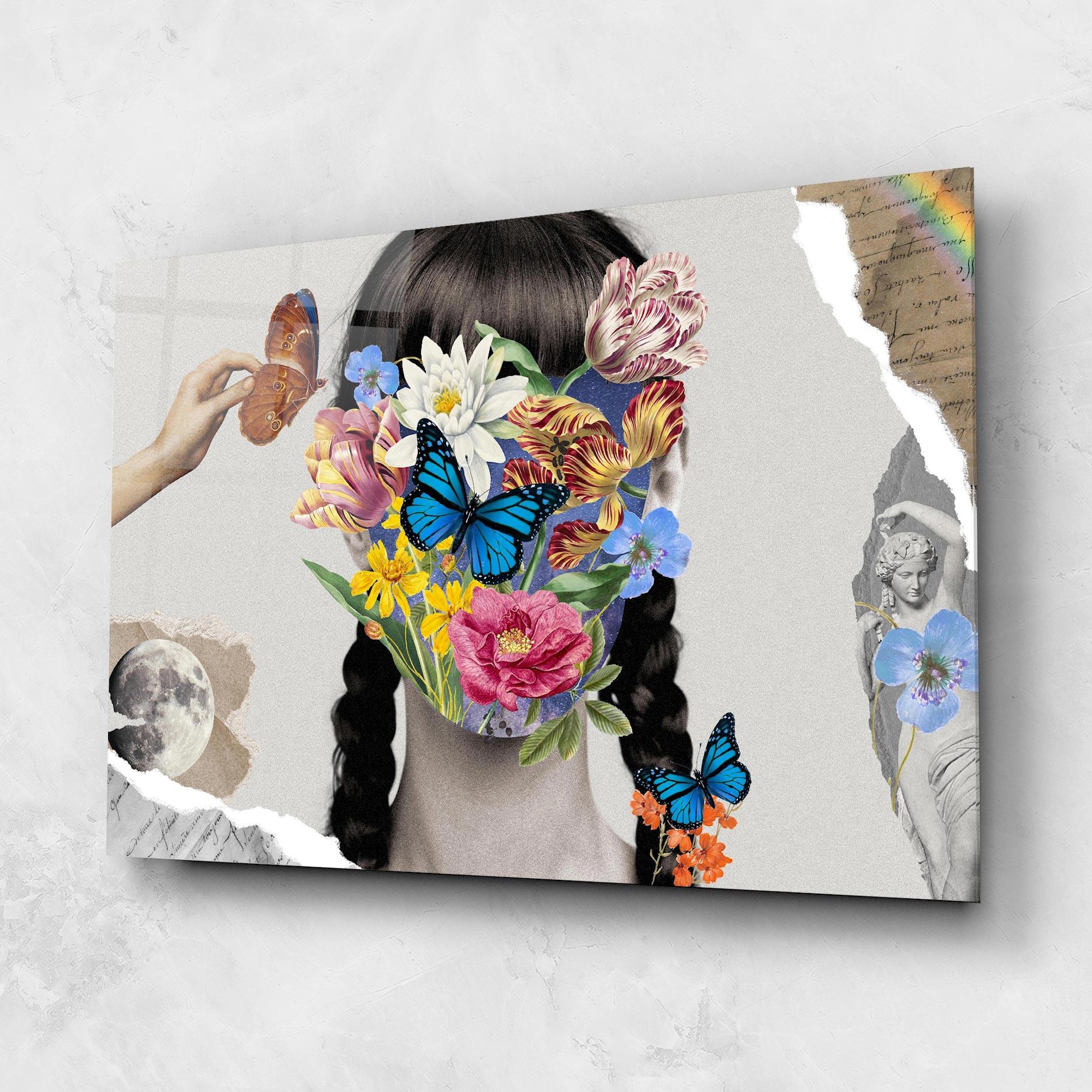 Glasbild Abstract Flower Face mockup 1