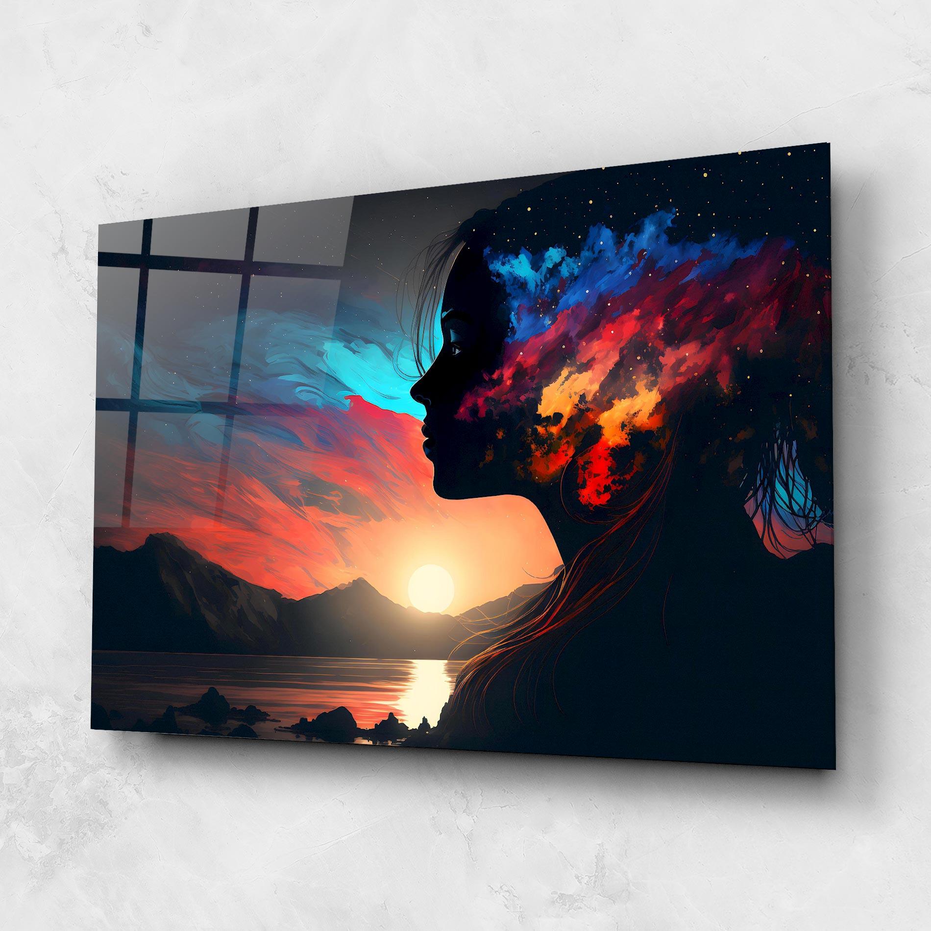 Glasbild Mystical Woman Silhouette mockup 1