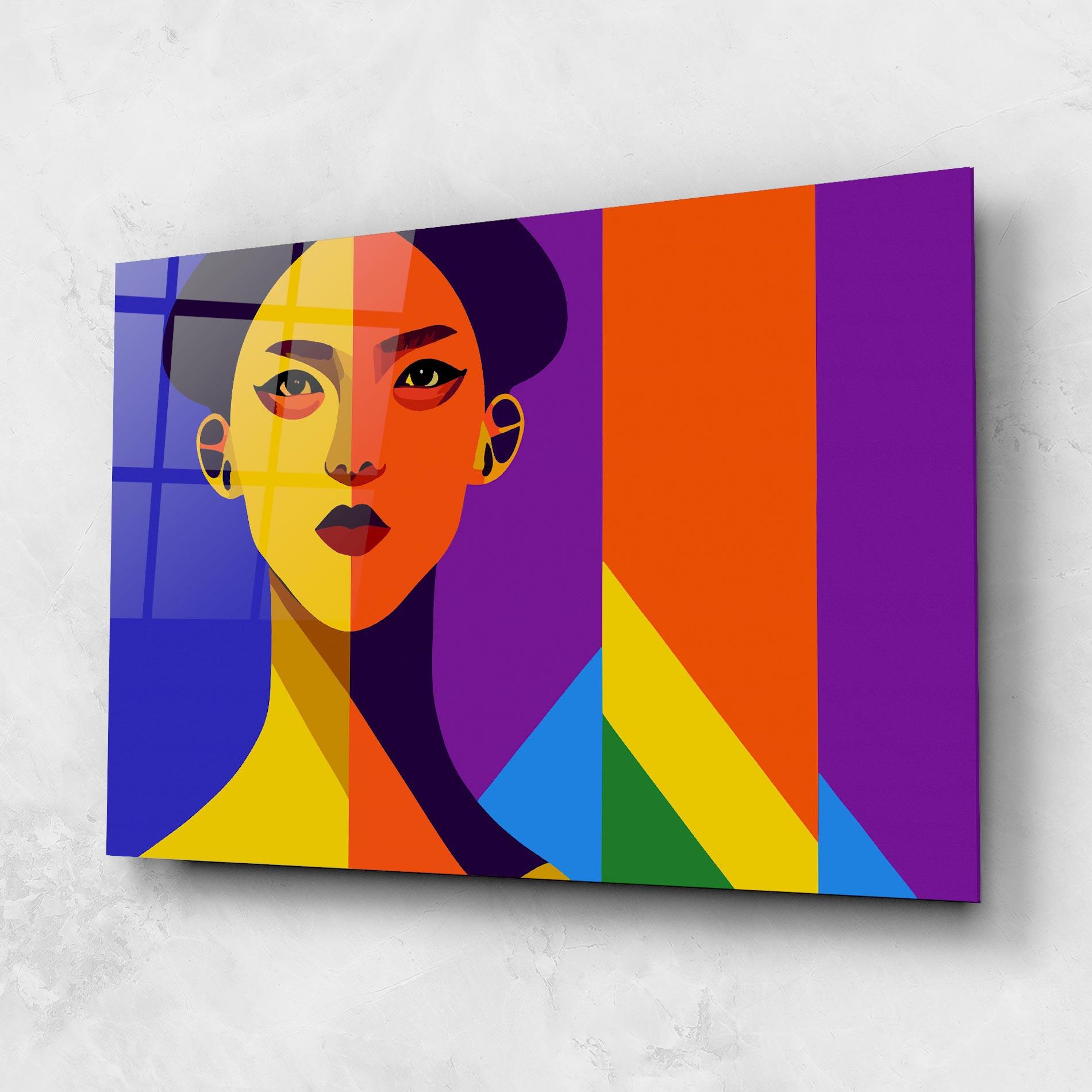 Glasbild Yellow Orange Face mockup 1