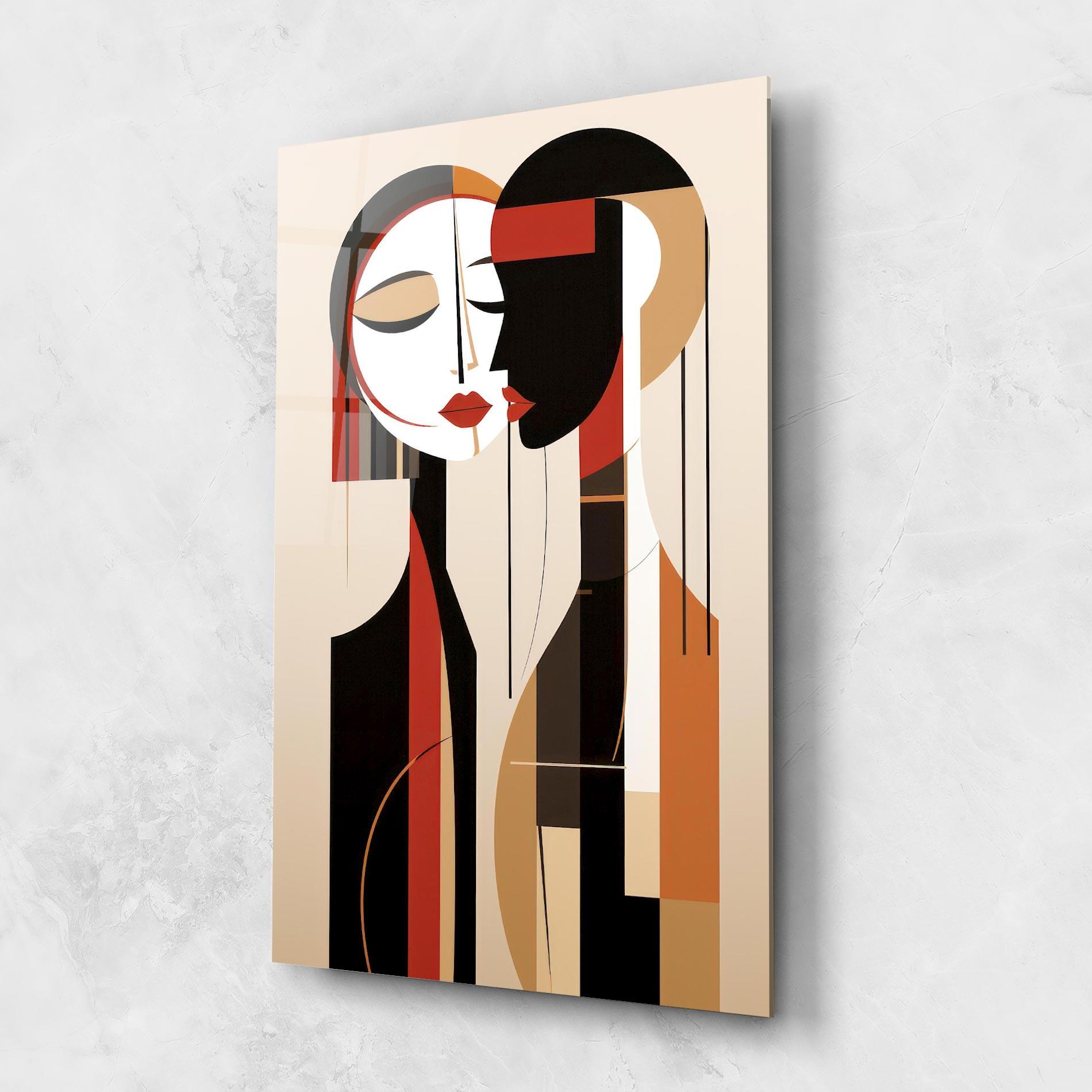Glasbild Abstract Couple Kissing mockup 1