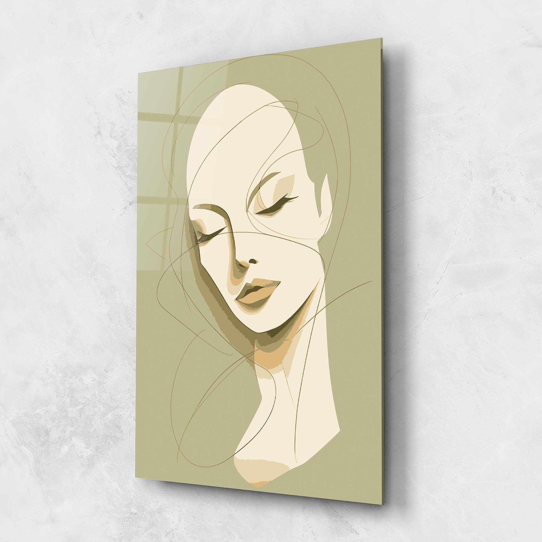Glasbild Cream Woman Head mockup 1