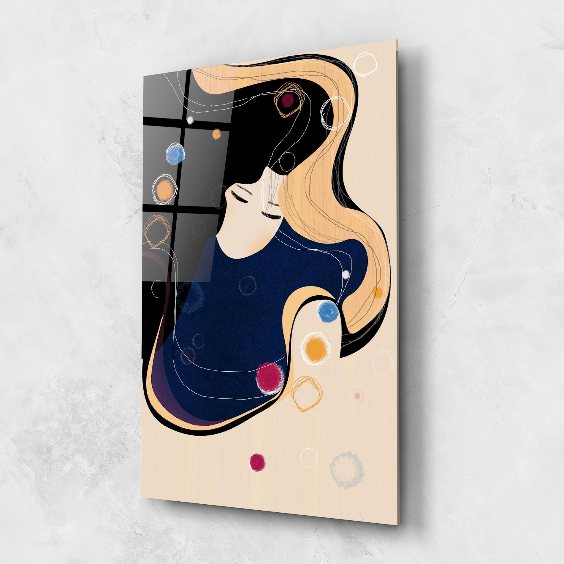 Glasbild Decorative Girl Painting mockup 1