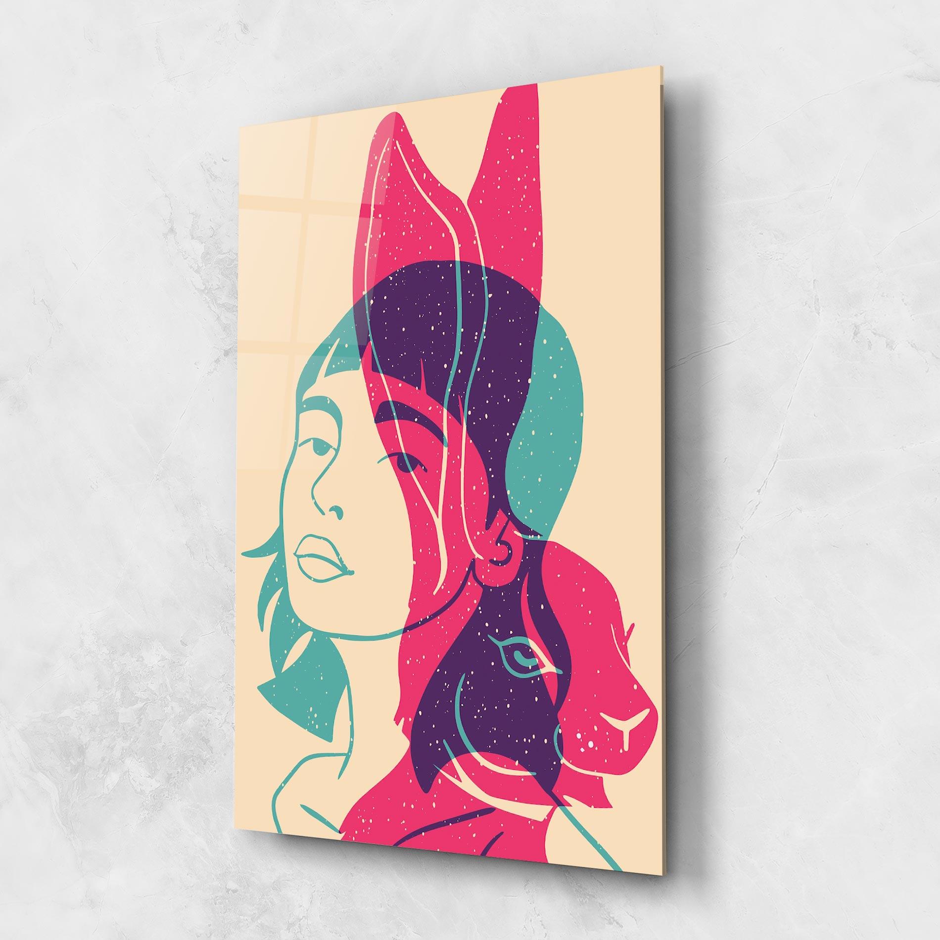 Glasbild Girl Rabbit mockup 1