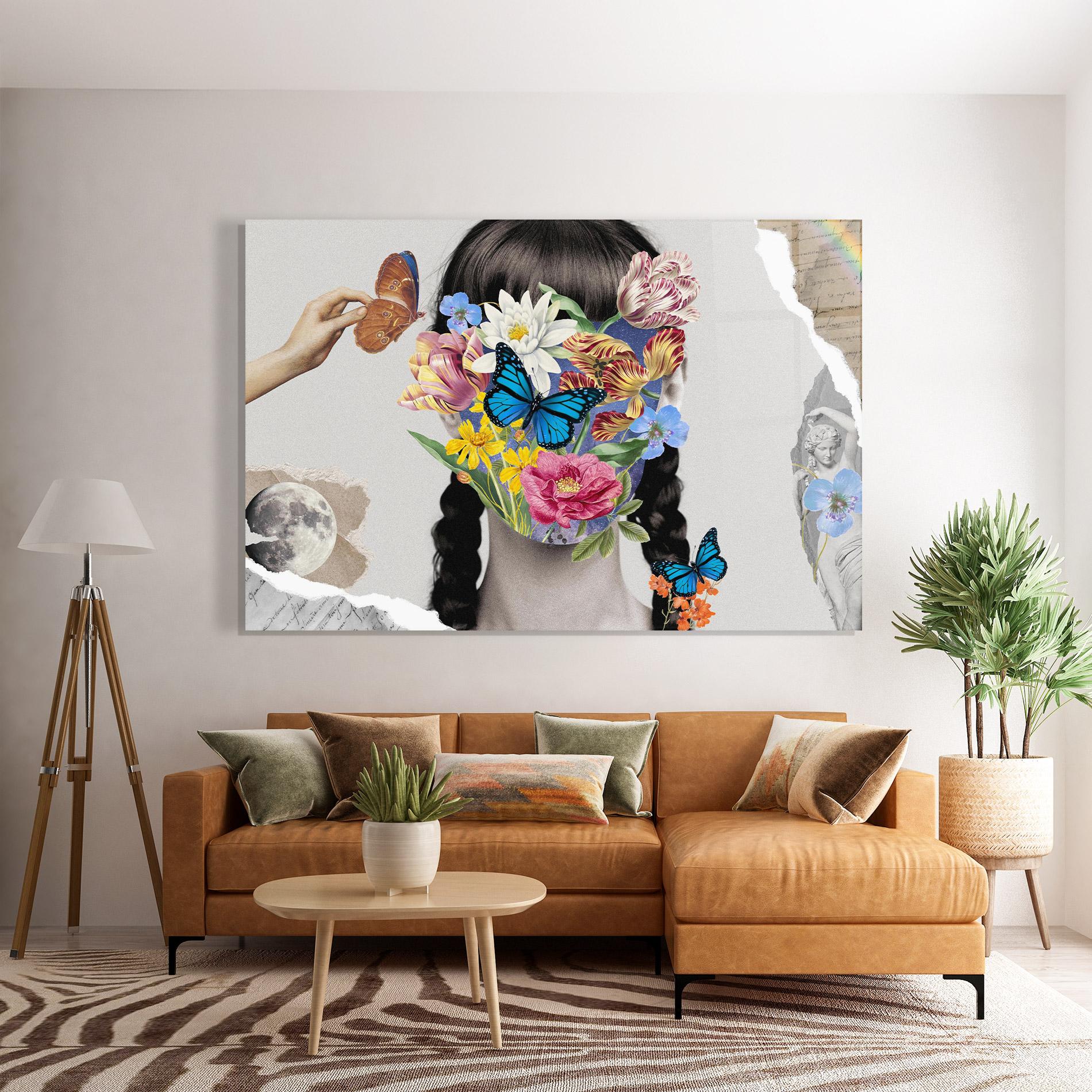 Glasbild Abstract Flower Face mockup 7