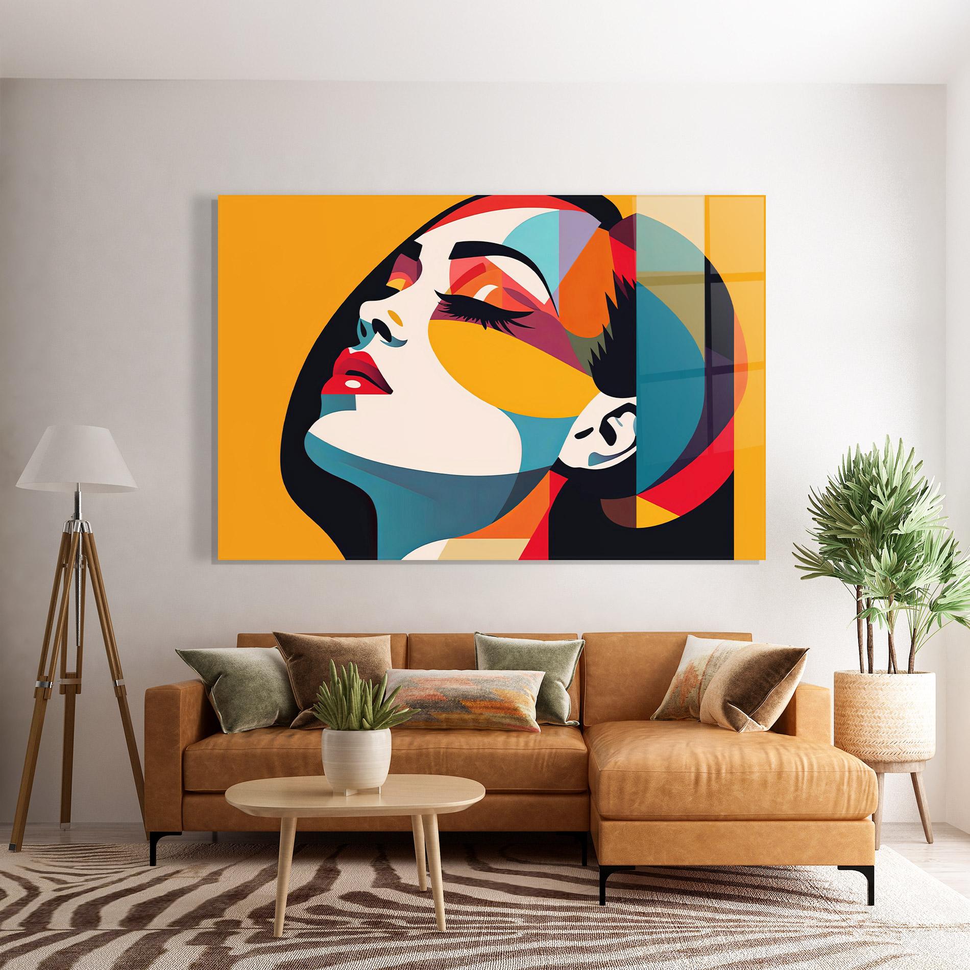 Glasbild Dreamy Yellow Female mockup 7