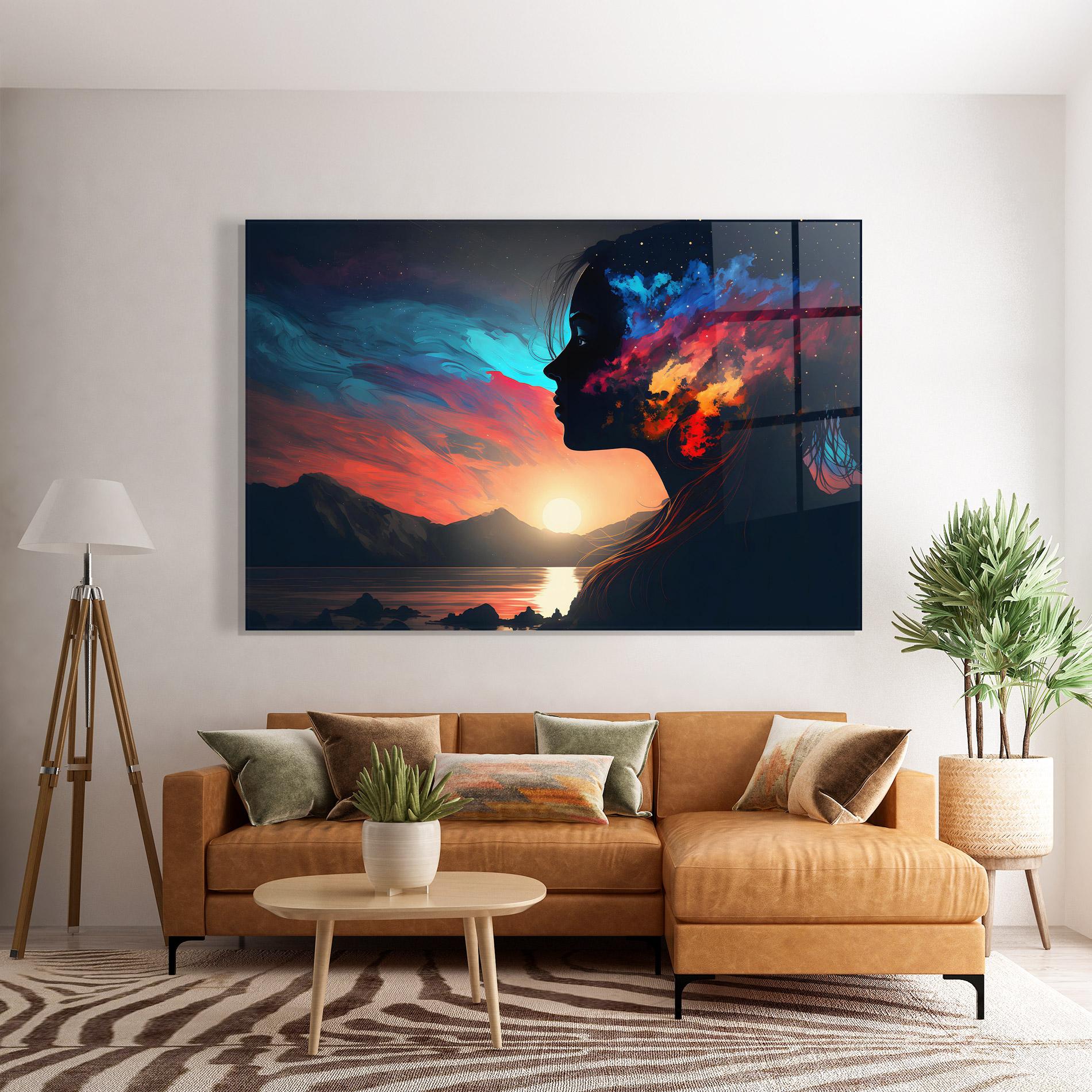 Glasbild Mystical Woman Silhouette mockup 7