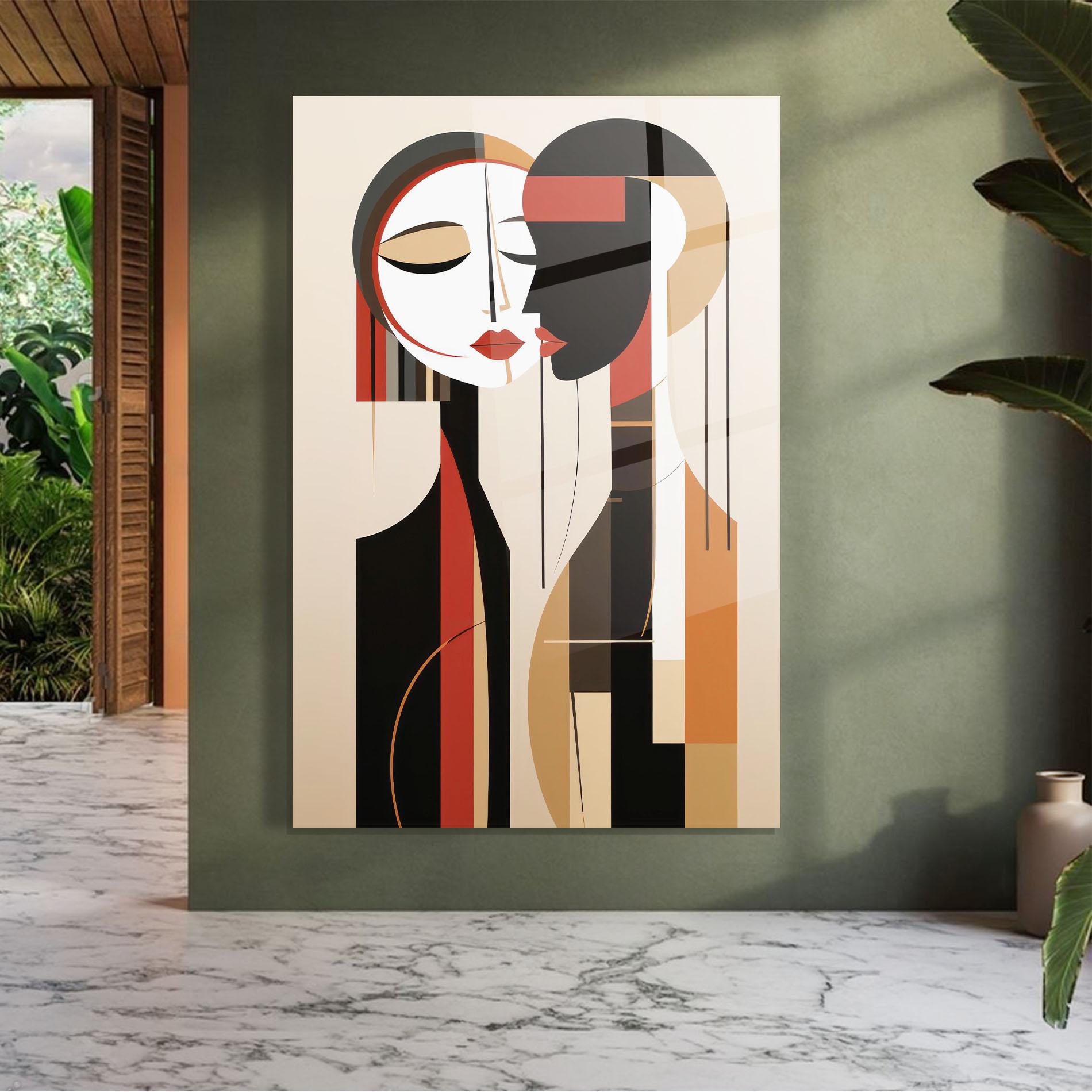 Glasbild Abstract Couple Kissing mockup 7