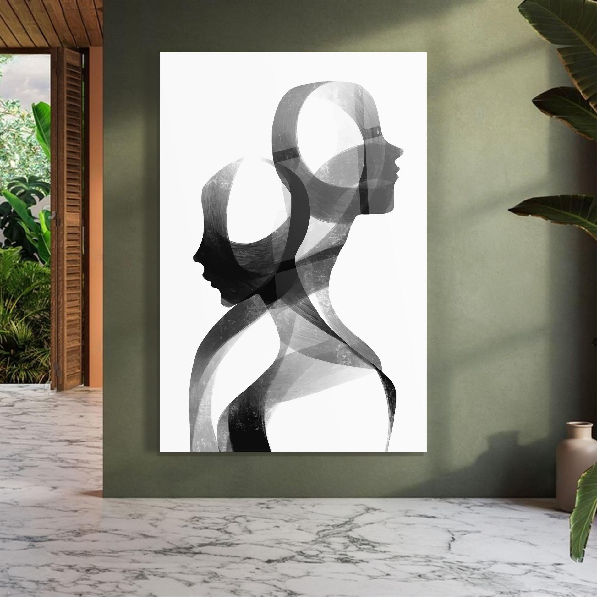 Glasbild Abstract Grey Couple mockup 7