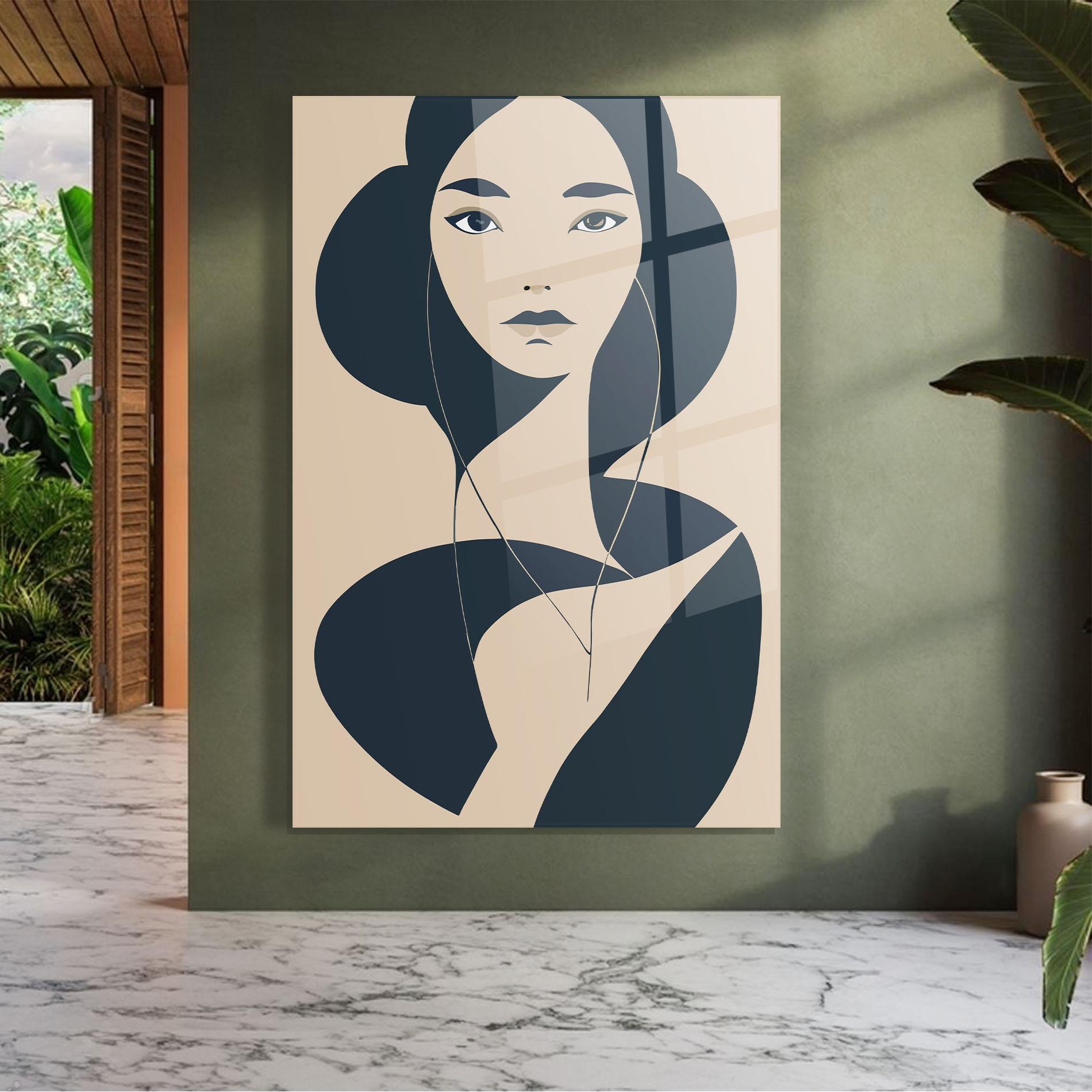 Glasbild Cream Blue Woman mockup 7
