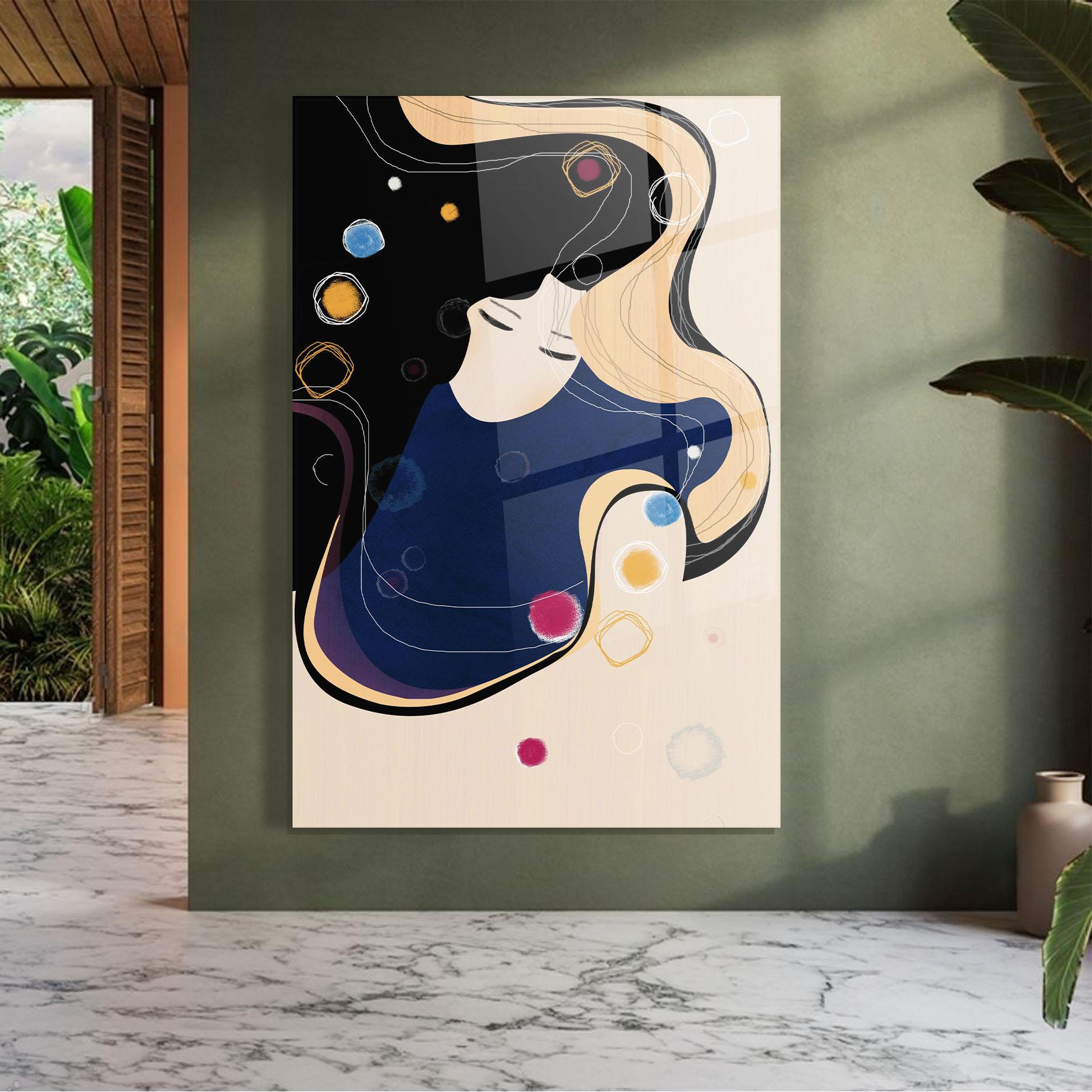 Glasbild Decorative Girl Painting mockup 7