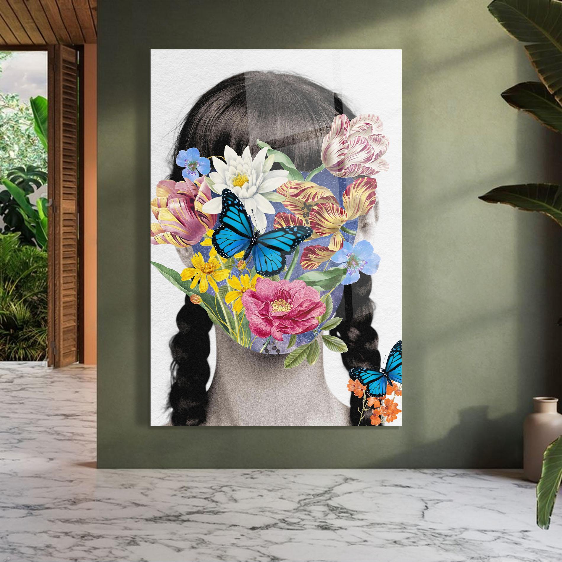 Glasbild Flower Face Woman mockup 7