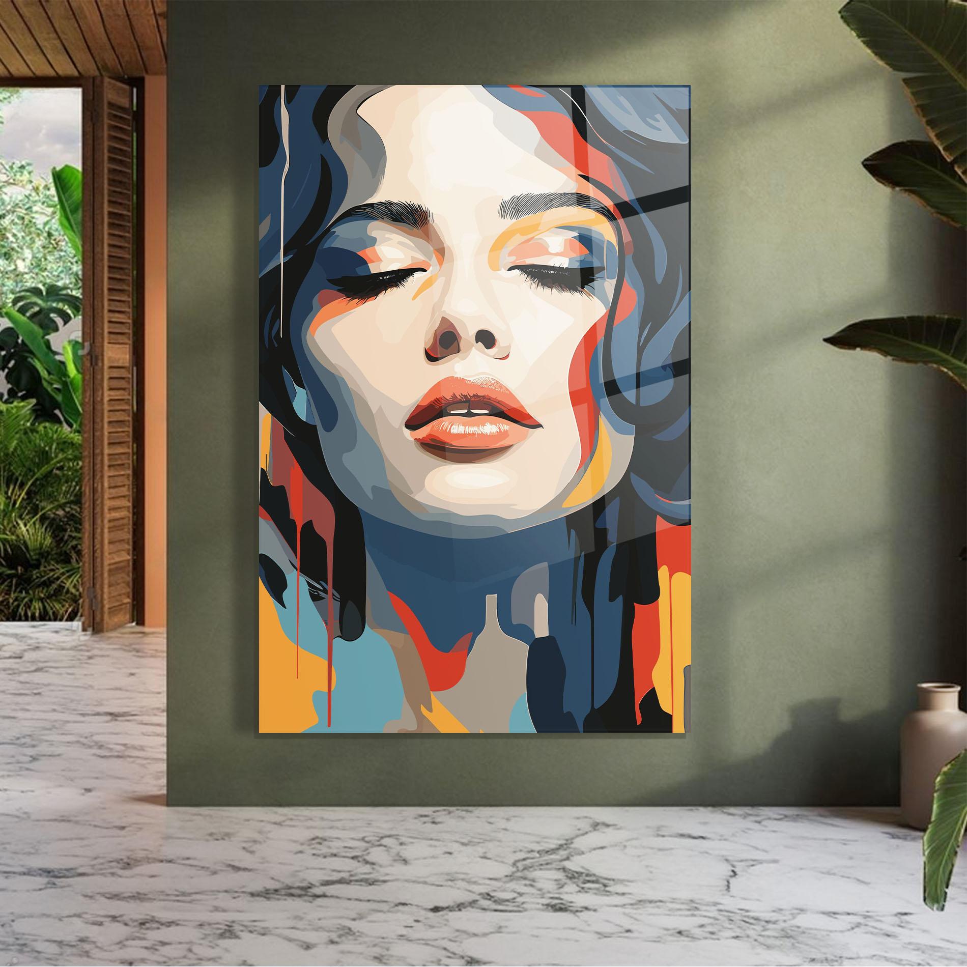 Glasbild Juicy Abstract Lips mockup 7