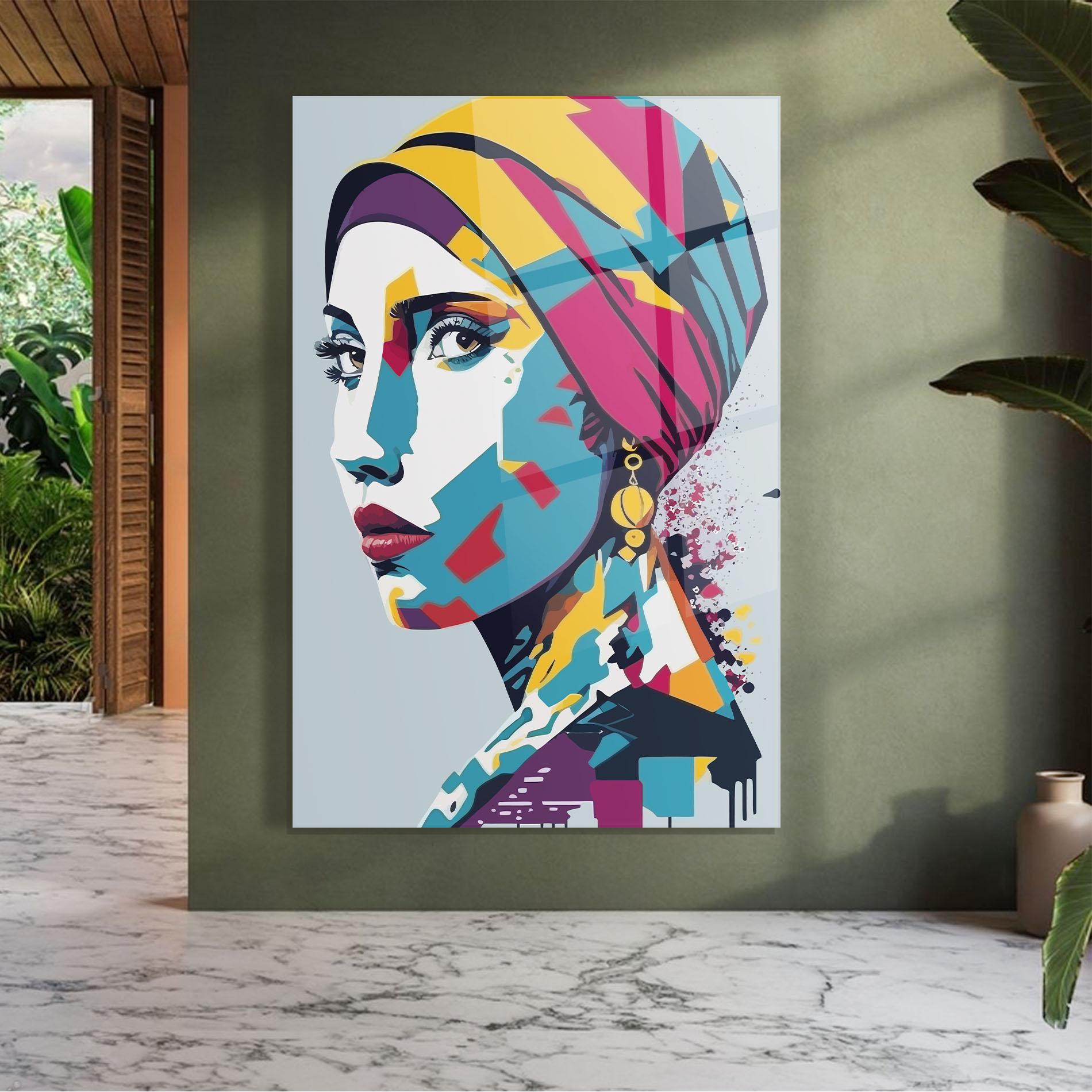 Glasbild Long Face Woman mockup 7
