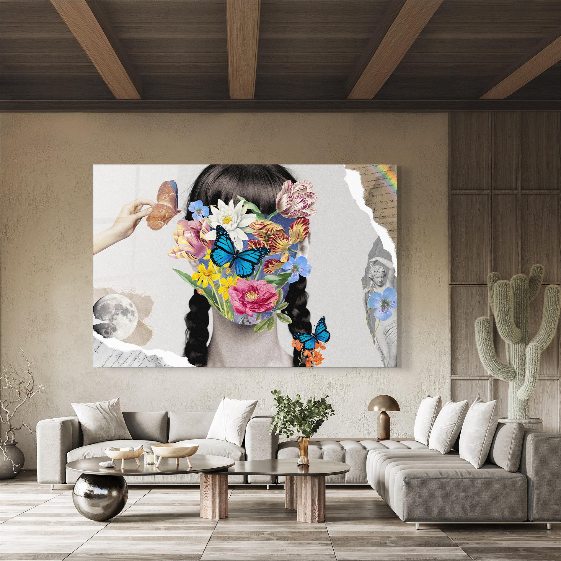 Glasbild Abstract Flower Face mockup 8