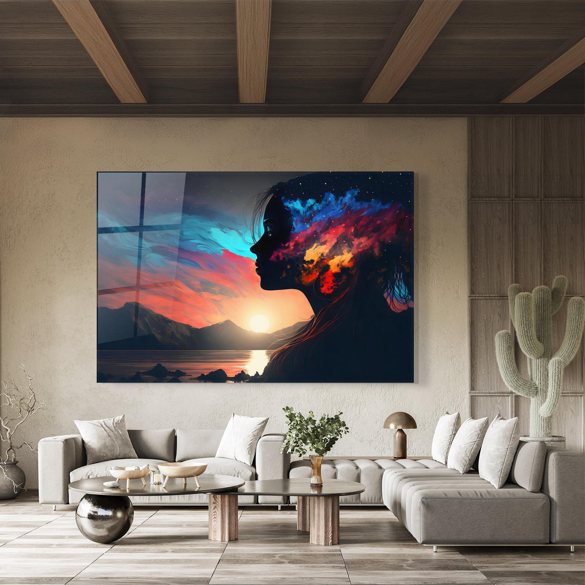 Glasbild Mystical Woman Silhouette mockup 8