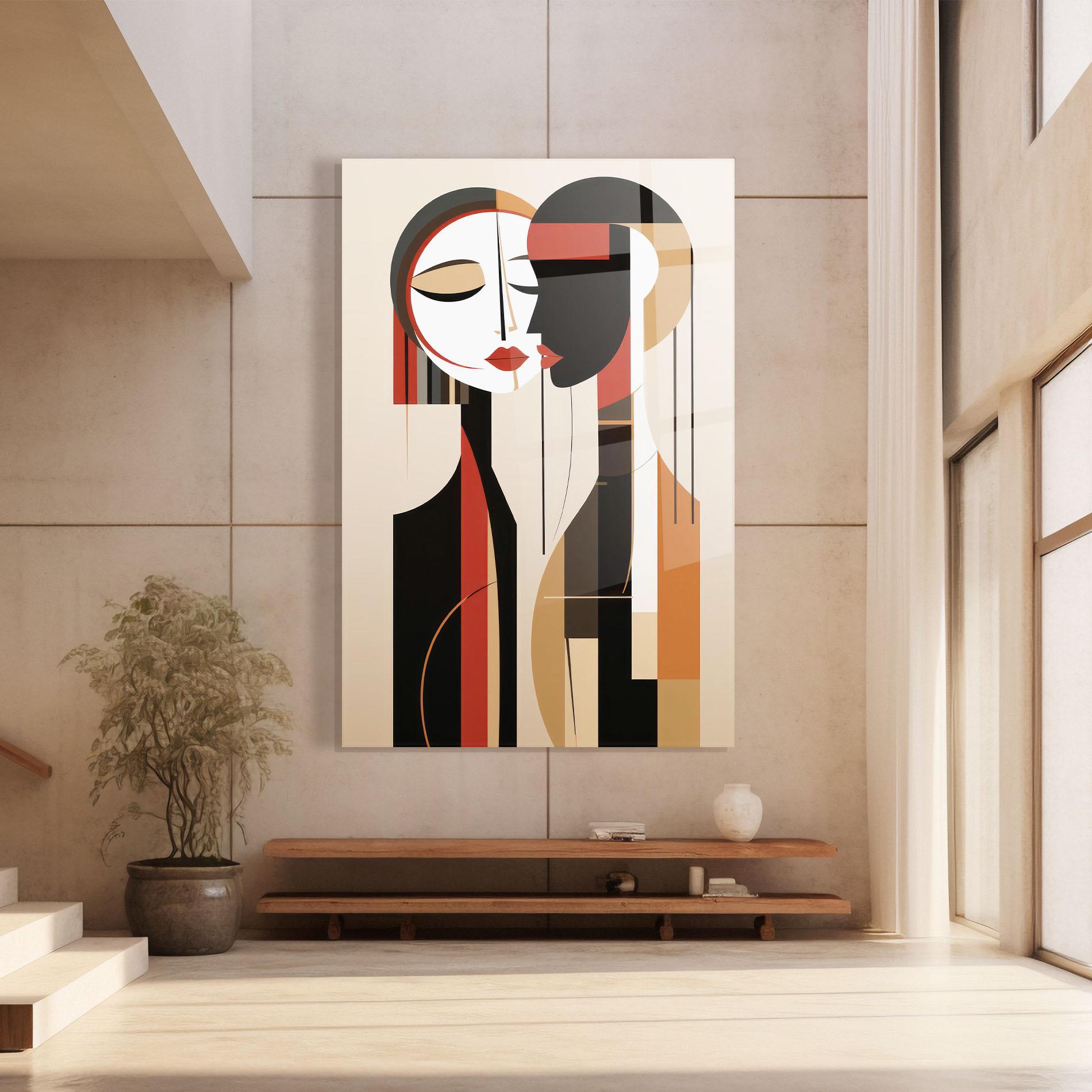 Glasbild Abstract Couple Kissing mockup 8