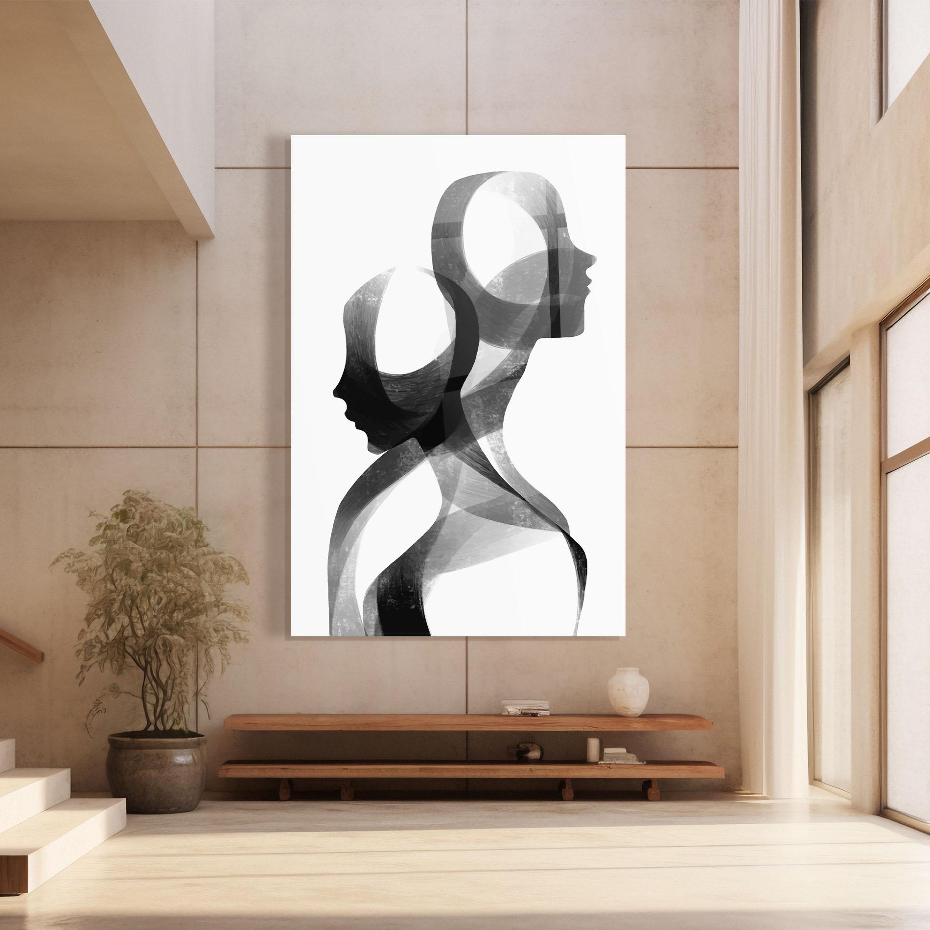 Glasbild Abstract Grey Couple mockup 8