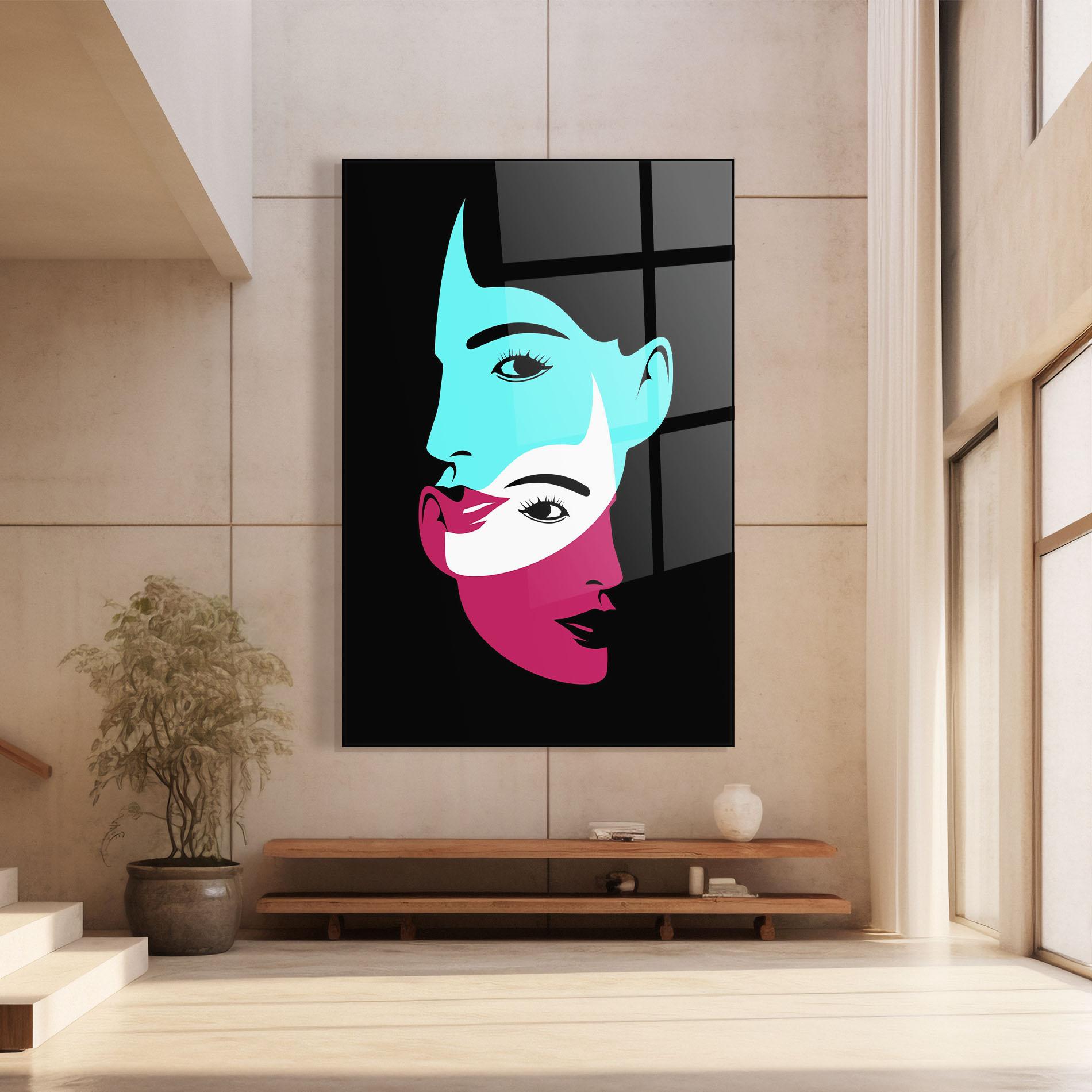 Glasbild Blue Pink Women mockup 8