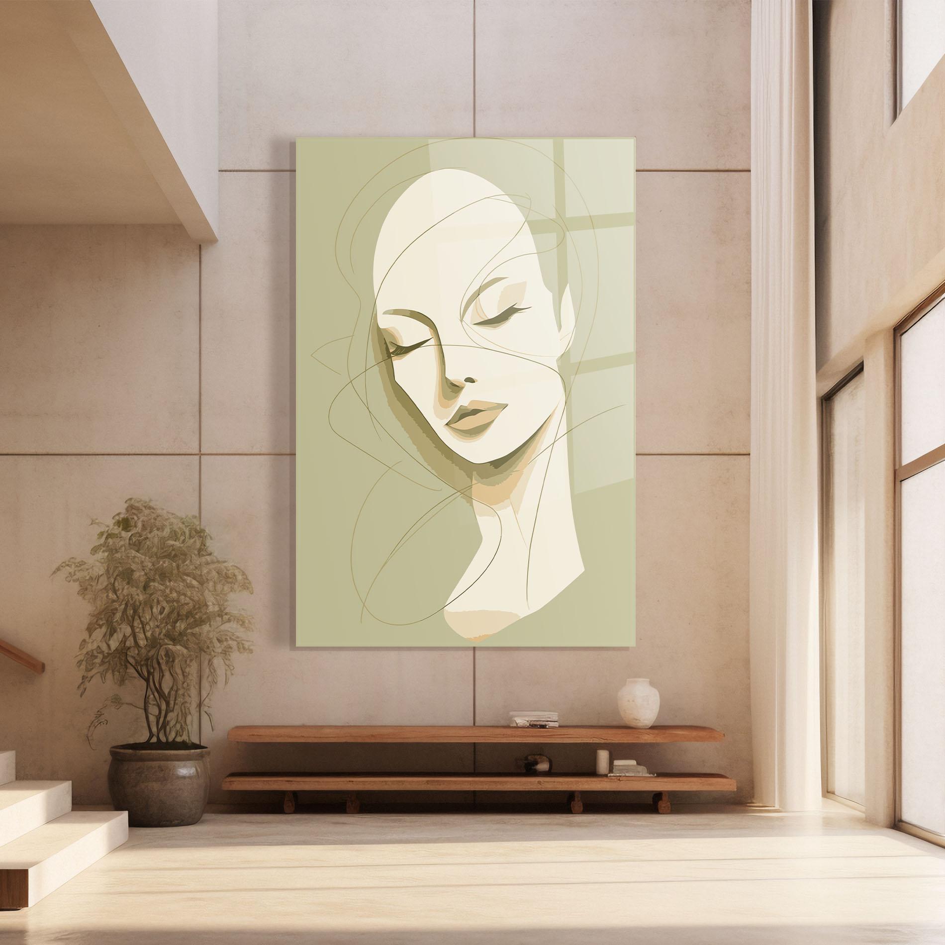 Glasbild Cream Woman Head mockup 8