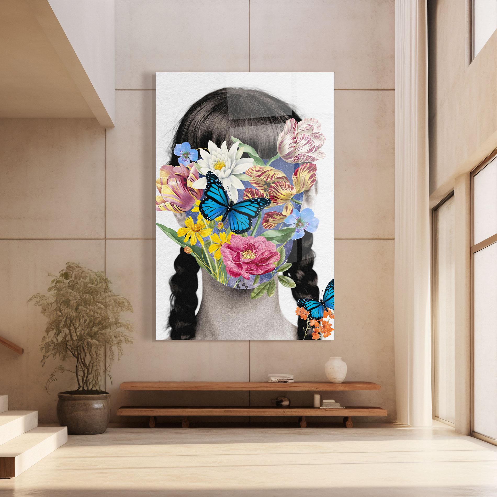 Glasbild Flower Face Woman mockup 8